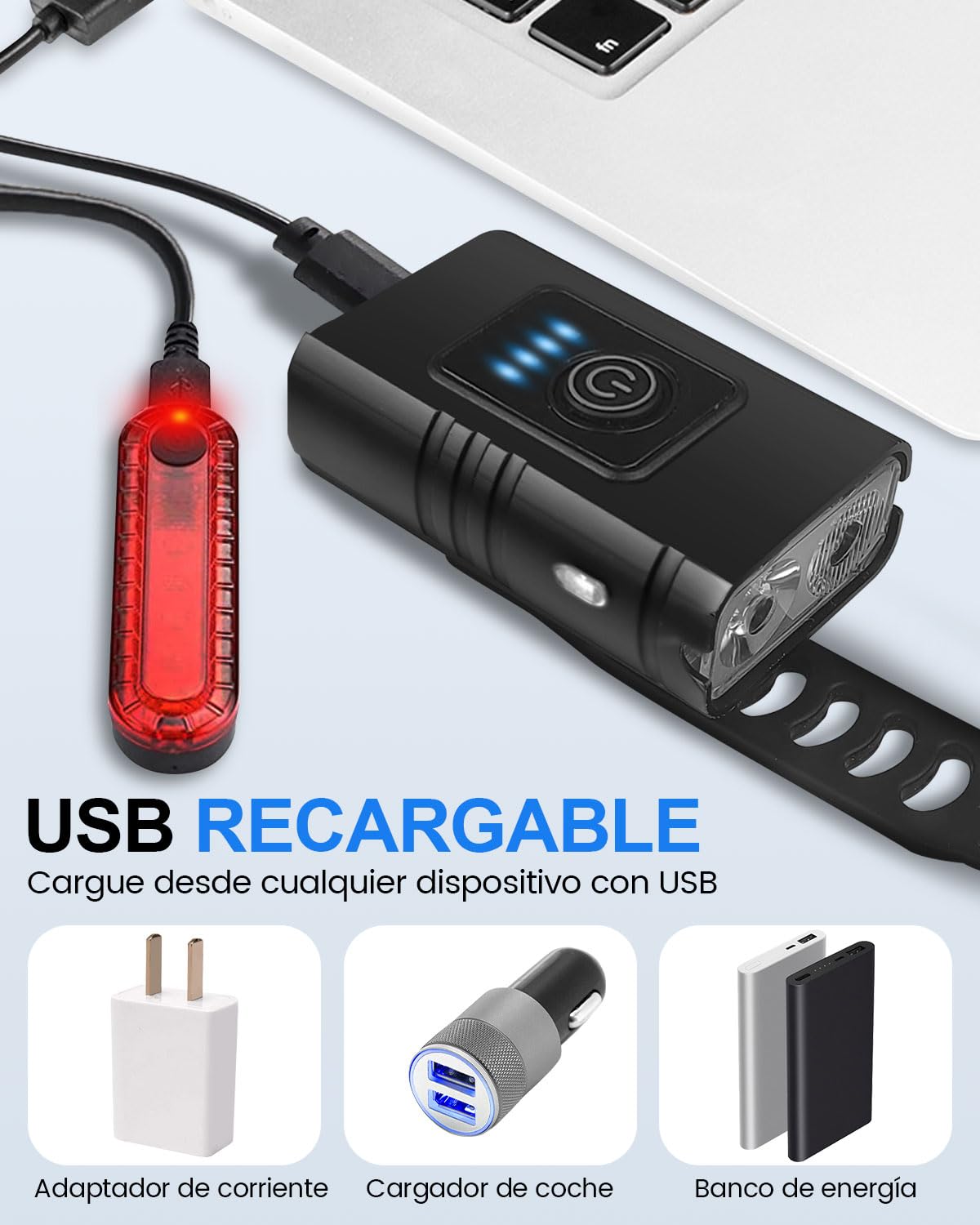 Victoper Luz Bicicleta Delantera 1500 Lumenes, 2023 Actualizado 6 + 4 Modo Luz Delantera Bicicleta Potente IPX5 Luces LED Luces Bicicleta Delantera y Trasera Impermeables USB Recargables
