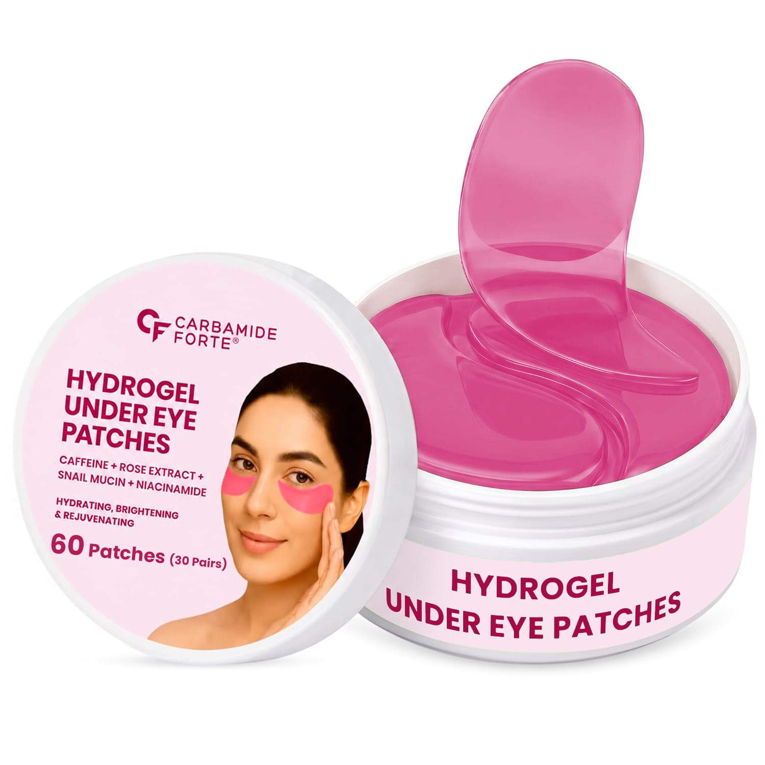Carbamide Forte Hydrogel Under Eye Patches For Dark Circles | Under Eye Mask with Caffeine, Rose Extract, Niacinamide | Reduces Dark Circles & Puffiness | Hydrating & Brightening Eye Patches | 60 Patches (30 Pairs)-picture-24