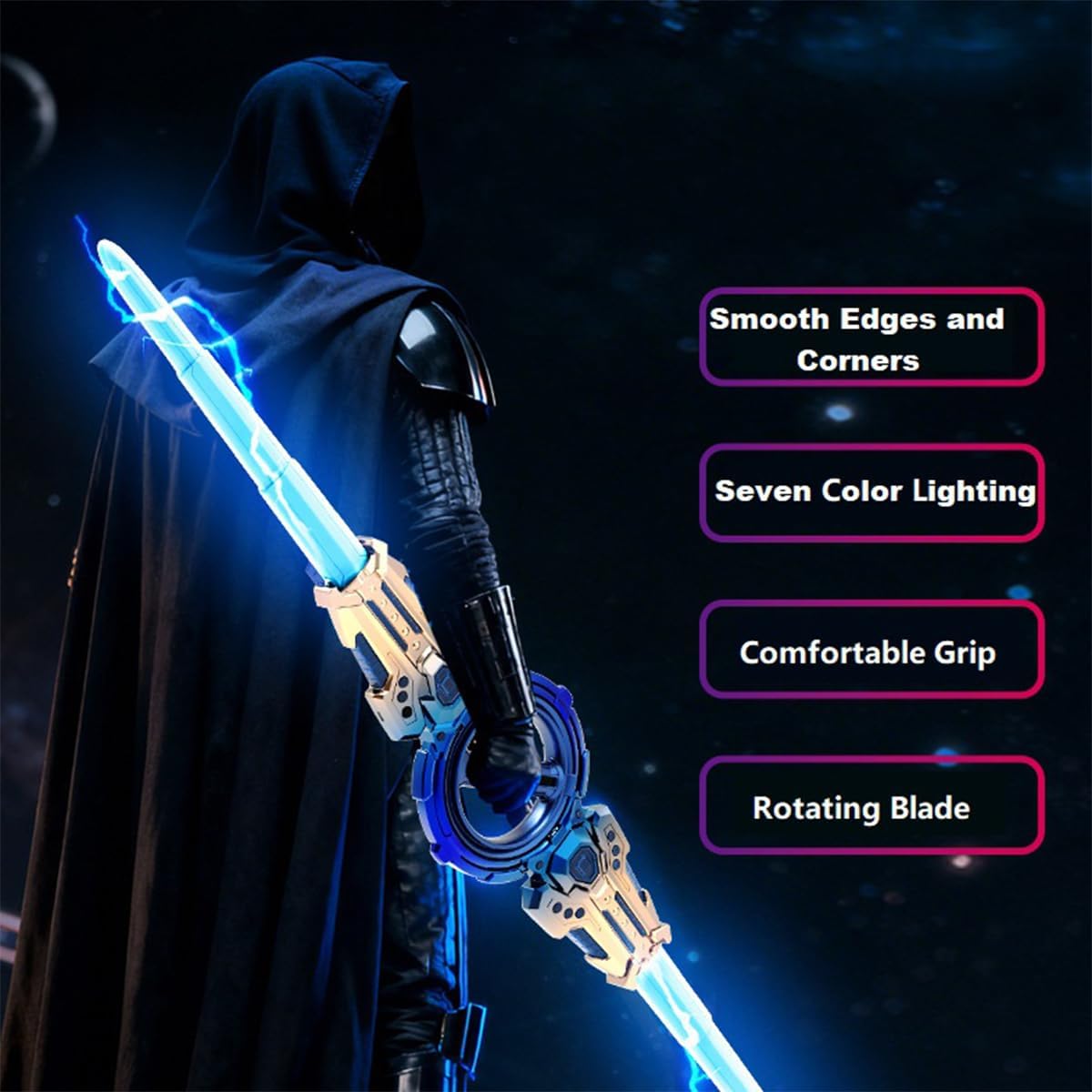 Double-Bladed Lightsaber Retractable-Bearing Spin Function Cool Illumination & Sound Effects
