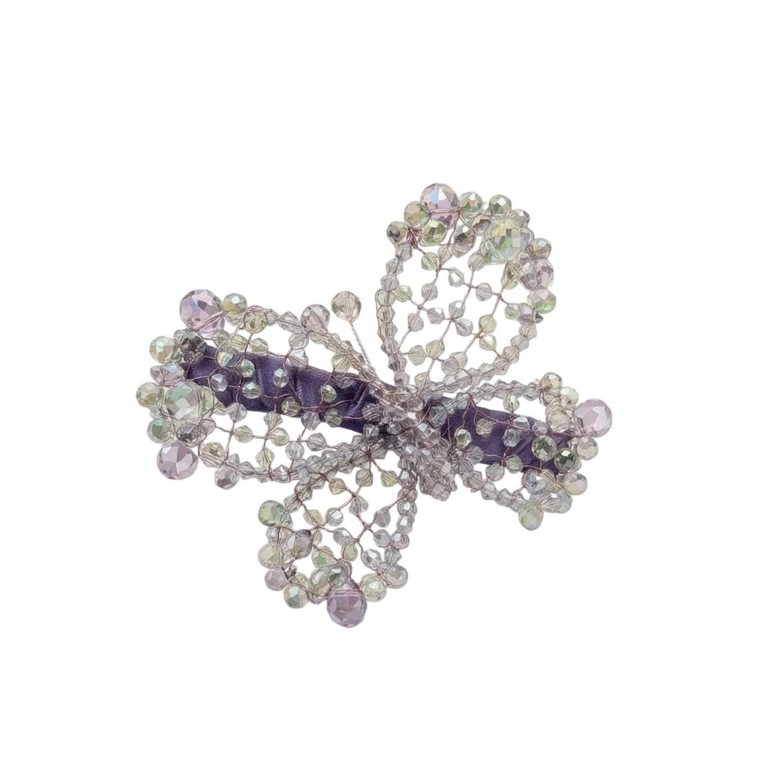 Colcolo Fermaglio Capelli Clip Capelli Morsetto Pettinino Pinza Farfalla Perline Iridescenti Cristallo Artificiale Molla Antiscivolo Adatto per Matrimoni Feste Cerimonie Uso Quotidiano