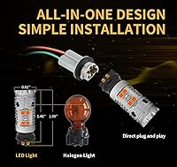 Vista 4 de LASFIT PWY24W Bombillas LED de señal de giro PW24W Resistencia integrada Canbus sin errores, extremadamente brillante, intermitente ámbar/amarillo