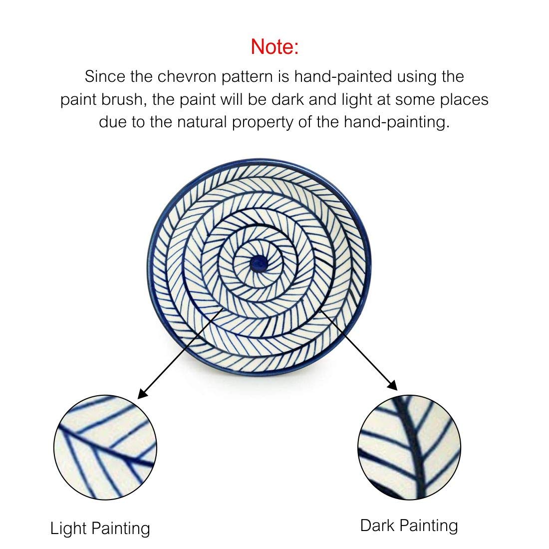 ExclusiveLane 'Indigo Chevron' Handpainted Ceramic Side Plates & Ceramic Quarter Plates(7 Inch, Set of 2, Dishwasher & Microwave Safe) Ceramic Plates for Dinner Serving Plates Starter Snacks Plates - Image 6 thumbnail