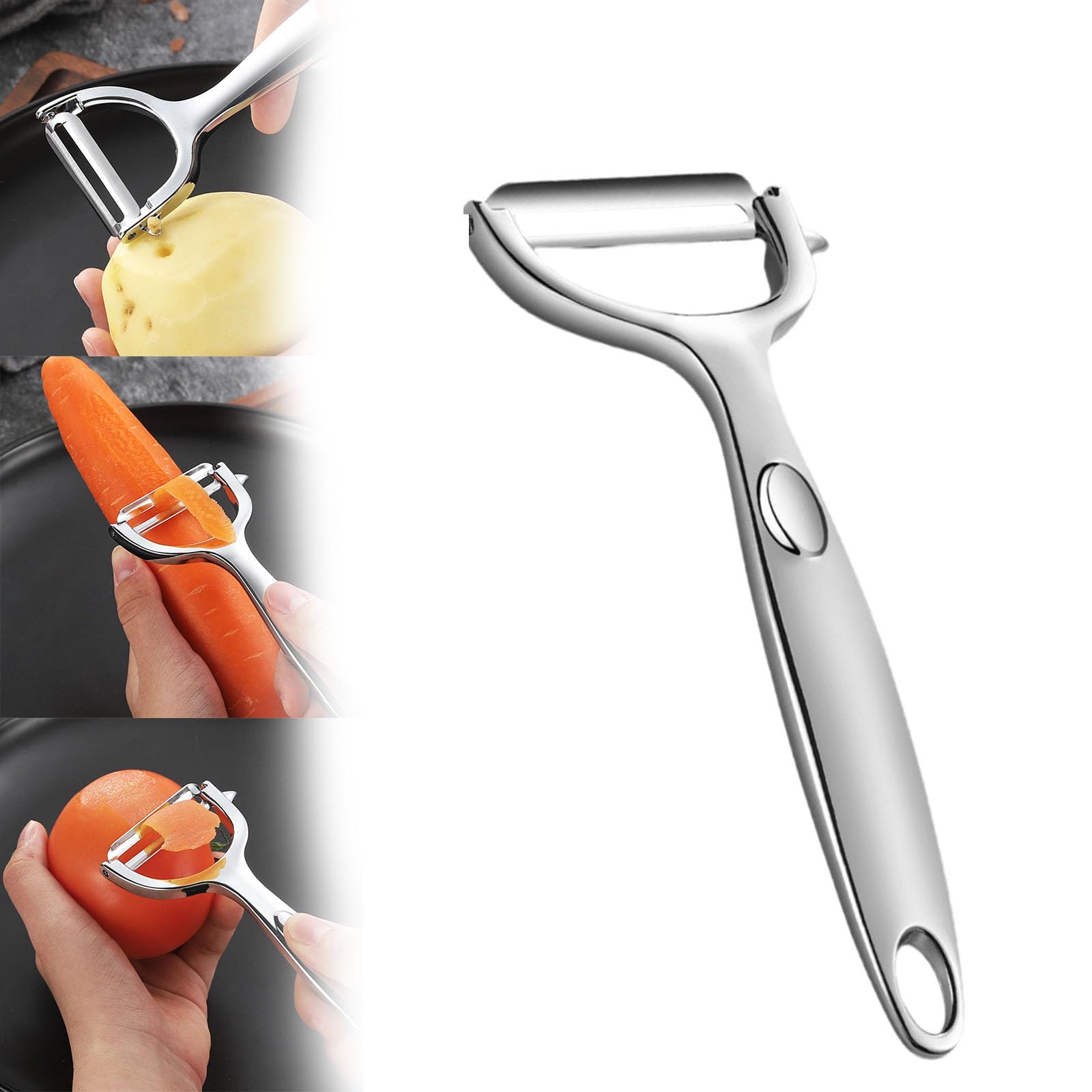 OUYAOAUA Stainless Steel Peeler, Handheld Stainless Steel Melon Peeler for Carrot Potato Melon Gadget Vegetable Fruit, Kitchen Gadget Vegetable Melon Fruit Slicing Fruit Peeler (1 pcs)