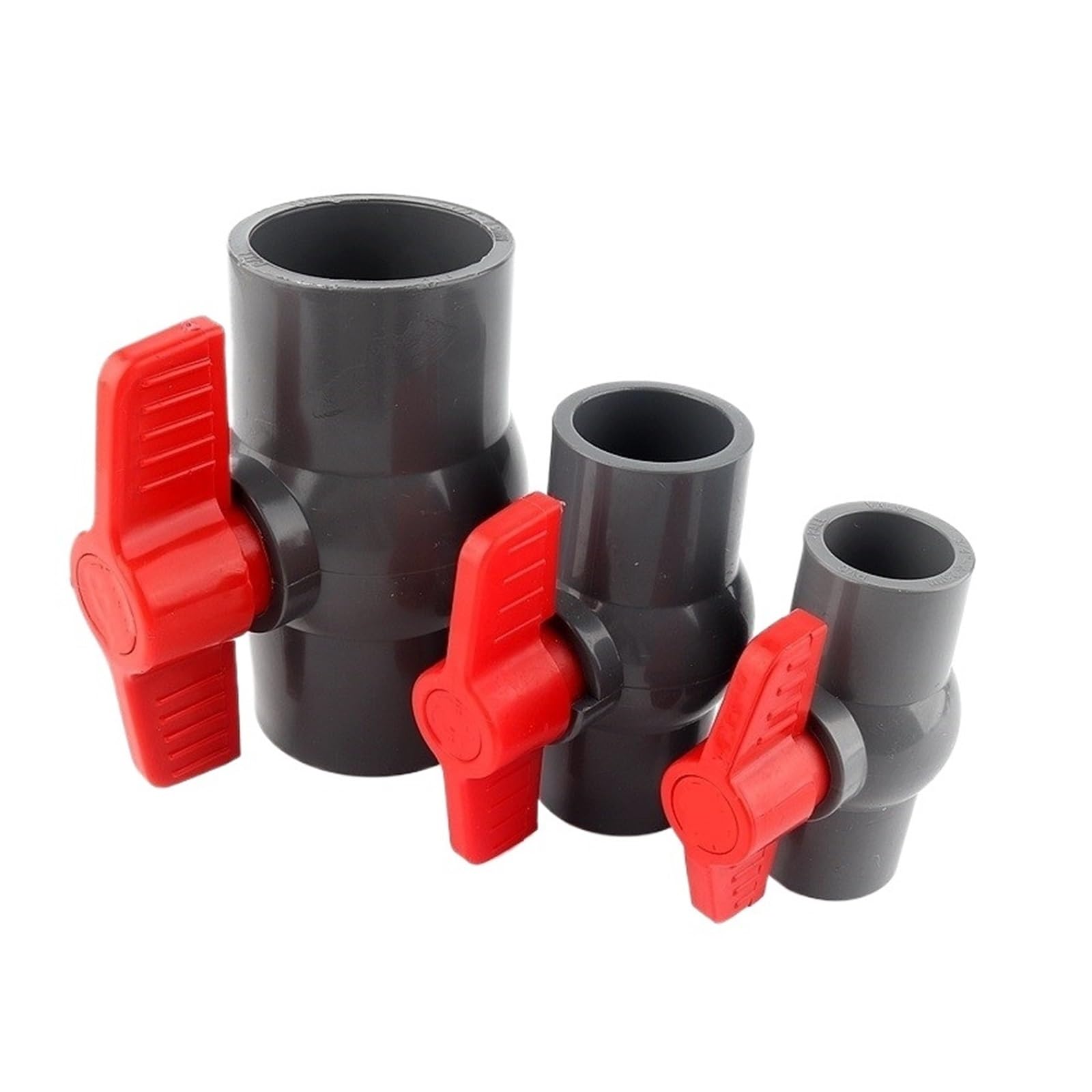 CHATROOM 1/3 Pcs 20-160 Mm Grau PVC Flache Kugel Ventil Garten Bewässerung Schlauch Anschluss Armaturen Aquarium Schalter Globe Ventil Große Größe(3pcs,ID 40 mm)