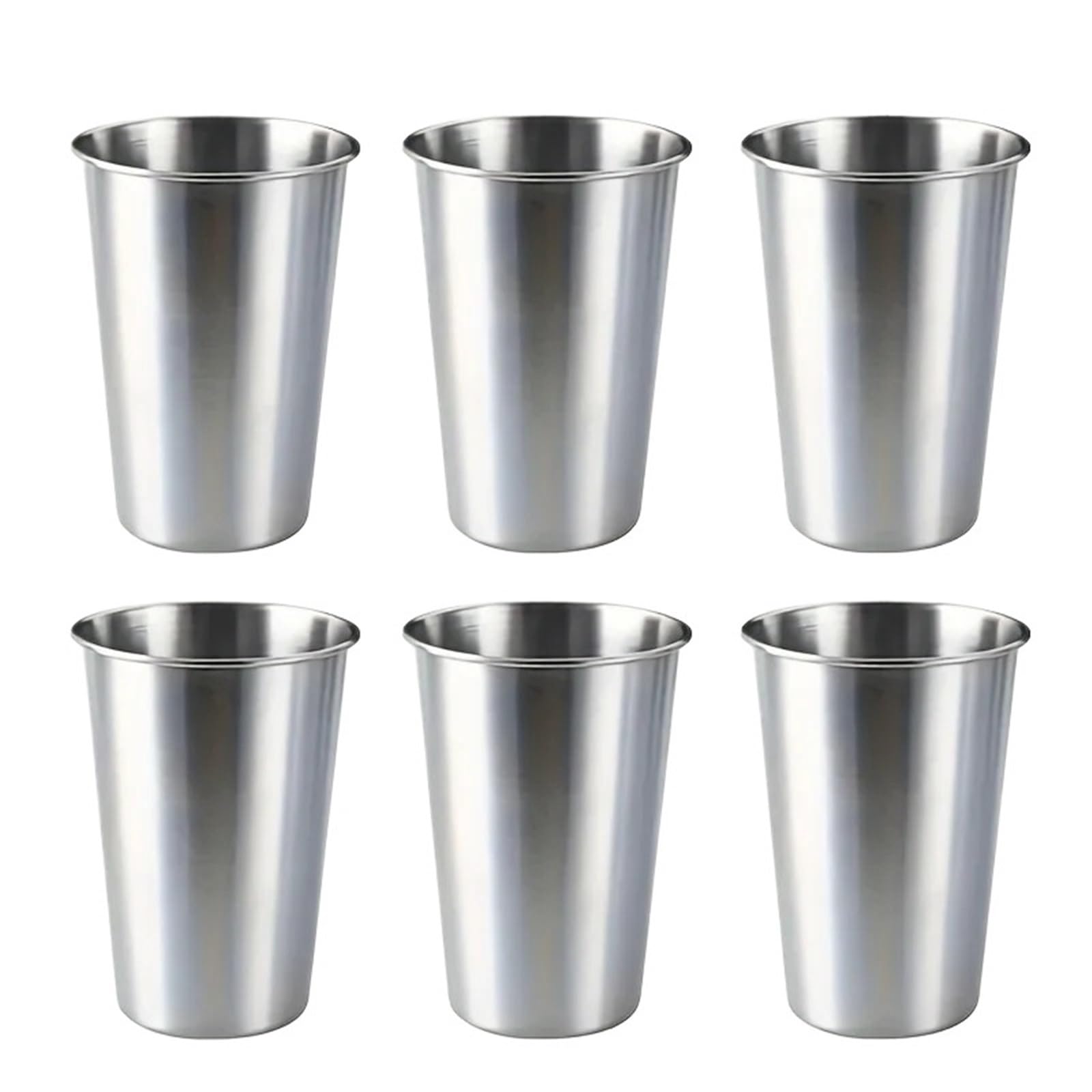 6PCS Edelstahl Tassen 400ML Becher Pint Camping Trinken Gläser Stapelbar Metall Tasse für Geburtstage Picknick