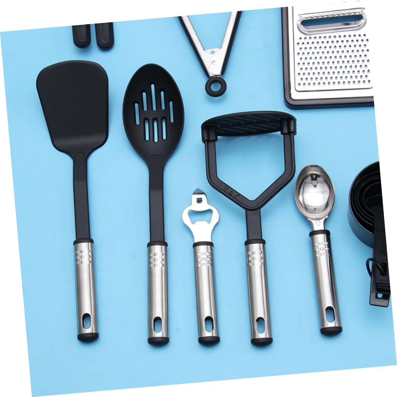 Set in Acciaio Inox Antiaderenti 24 Pezzi Utensili da Cucina | Pentole Non-stick, Uso Domestico e Forno, Strumenti Lunghi e Resistenti al Calore