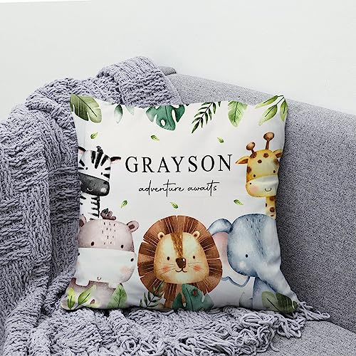 Hyturtle Personalized Boys Girls Nursery Throw Pillow (Insert Included) Gifts -Nursery Cushion -New Baby Boy Girl Gift -Baby Shower Pillow - Adventure Custom Name Sofa Couch Cushion Home Decor Pillow - Image 5
