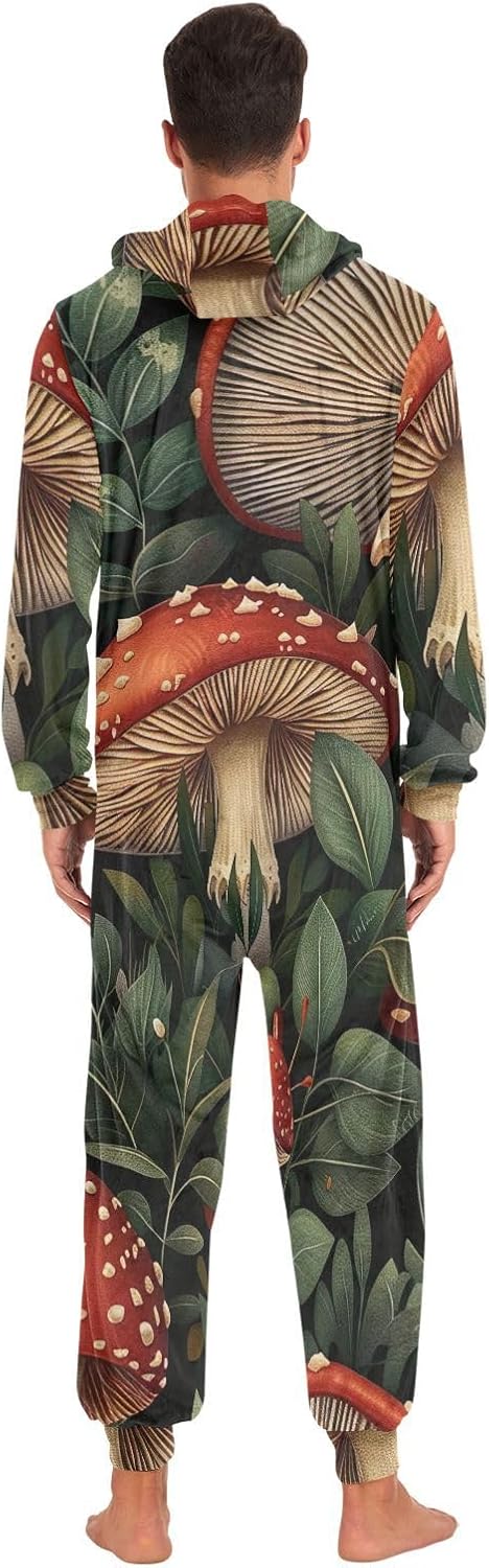 GAIREG Retro Mushroom Men Women Onesie Pjs, Warm Men's Women's Loungewear