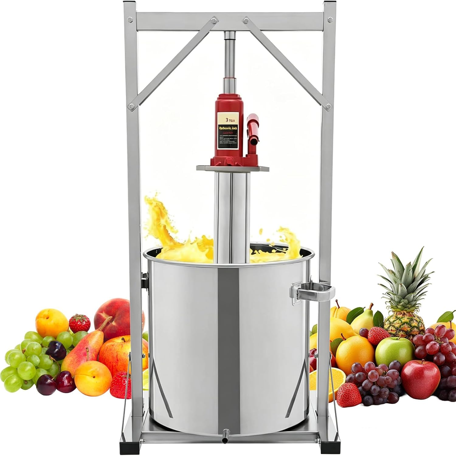 Prensa hidráulica manual para zumos, acero inoxidable de 12 L con gato hidráulico, herramienta resistente para prensar sidra, vino, queso y hierbas