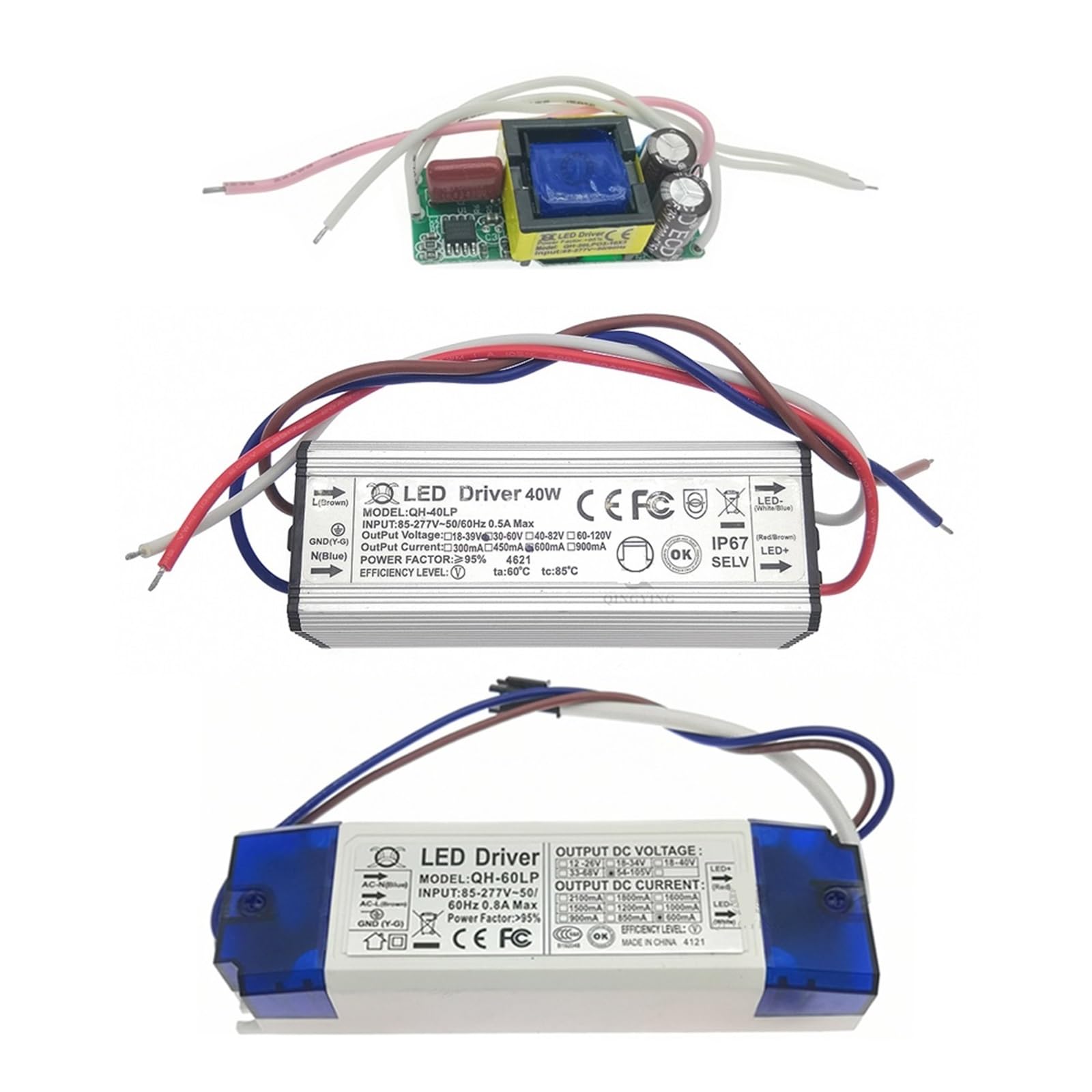 1PCS LED Driver 600mA Corrente Costante Alta PF 3W 10W 20W 30W 40W 50W 60W 1-2x3w 3-10x3w 10-18x3w 18-30x3w Lampada di Illuminazione di Alimentazione(IP67-10-18x3W-30-60V)