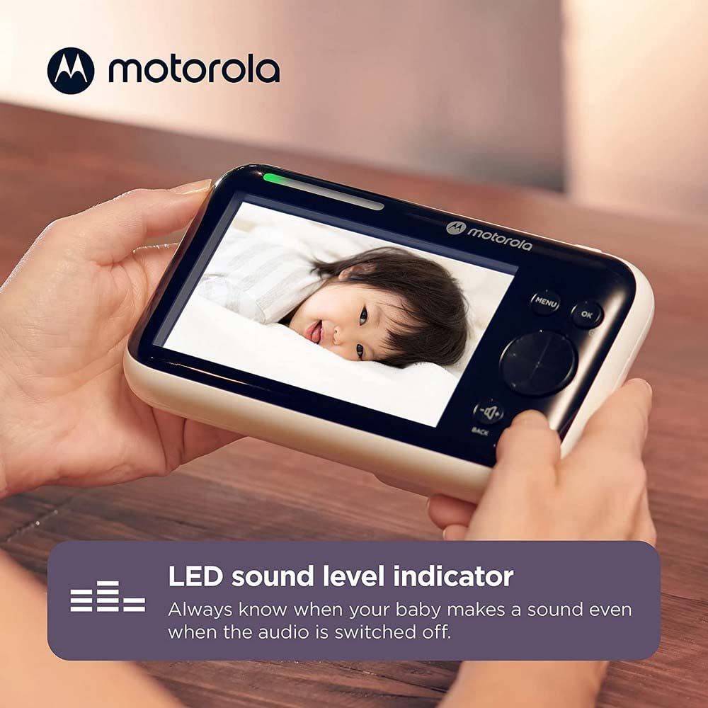 Motorola Nursery PIP1610 HD Wifi, Moniteur Vidéo Bébé - Unité Parentale 5" HD 720p - Appli Motorola Nursery 24hrs cloud inclu, Panoramique, Inclinaison et Zoom à Distance -Com. Bidirectionnelle
