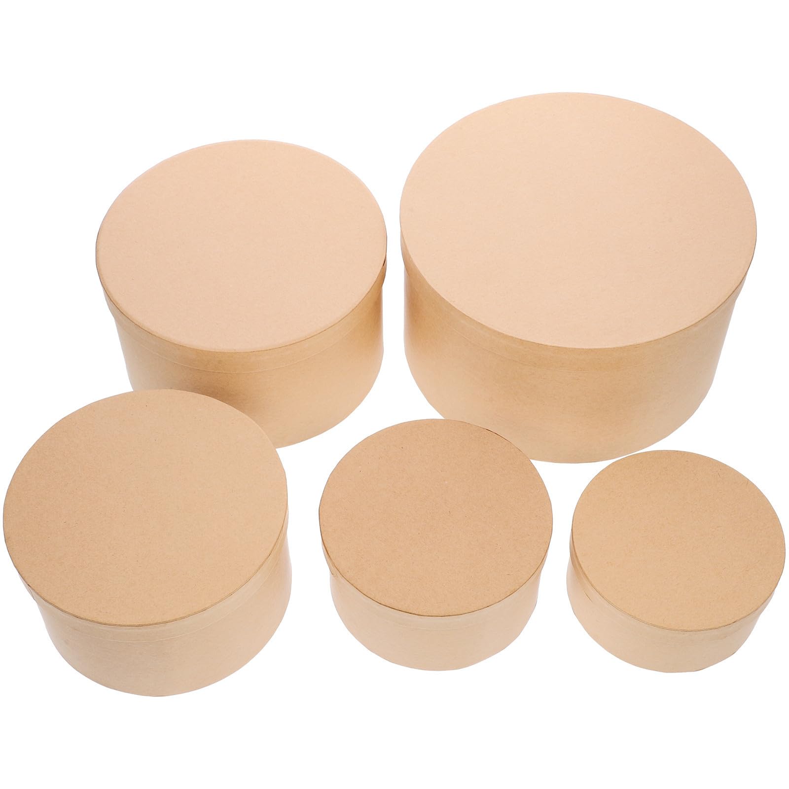 Set 5 Scatole Regalo Rondonde in Carta Kraft Coperchio Confezione Regalo Elegante e Resistente per Decorazioni Natalizie Creative