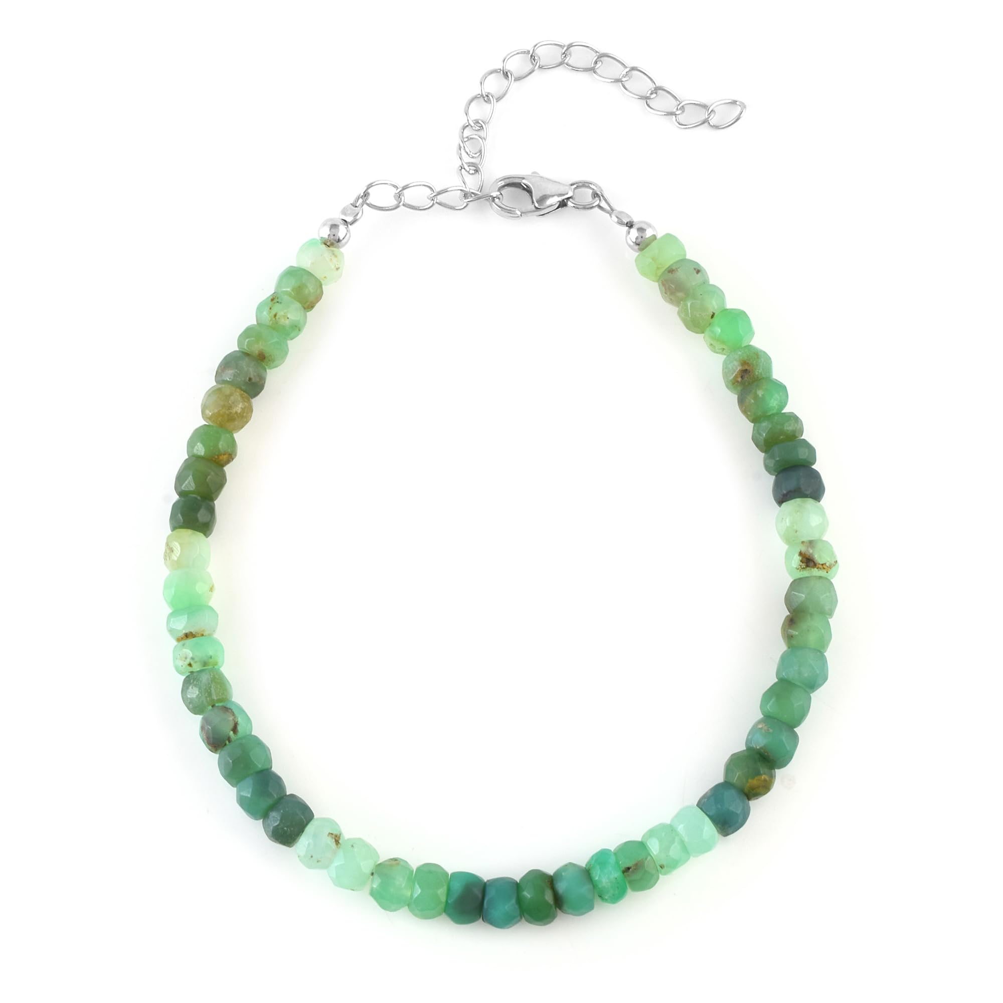 Bracciale con pietre preziose di crisoprasio, argento sterling