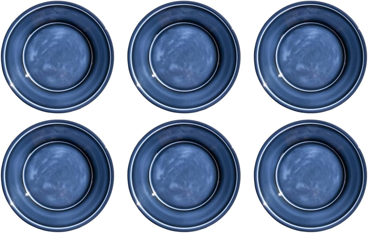 Madison 8.5'' Durable NewWave Melamine Salad Plates, Premium Microwave- and Dishwasher-Safe Indoor/Outdoor Dinnerware for Salads, Appetizers, Desserts, or Side Dishes - Blue - Set of 6