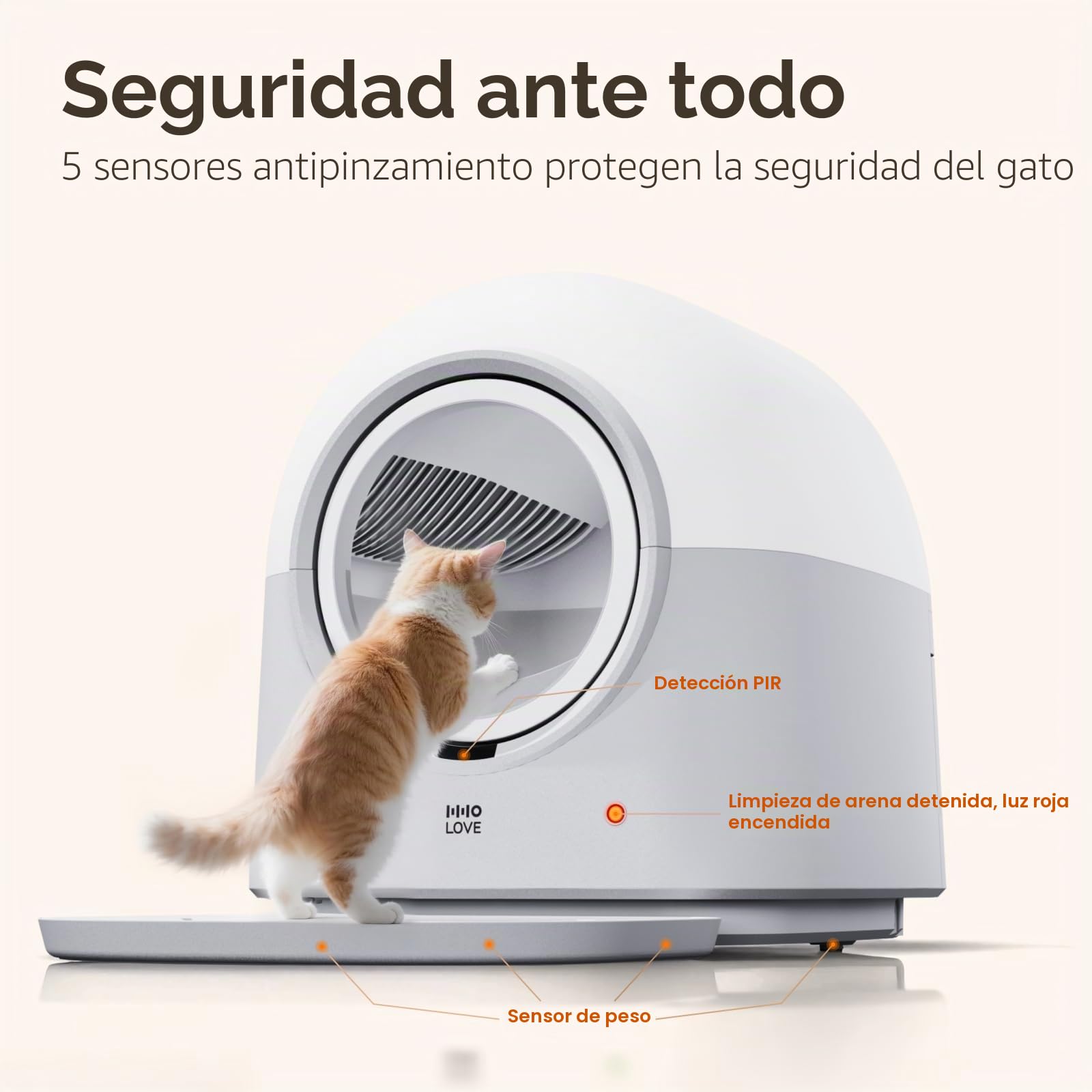 ABRCT Arenero Gatos Autolimpiable Pro, 66L Arena Automatico para Gato con App, Anti-Pellizco, Anti-Fugas, Suprime Olores, y Tapete de Arena