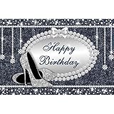 Yeele 10x8ft Vinyl Happy Birthday Party Backdrop for Photography Denim and Diamonds Crystal Shoes...