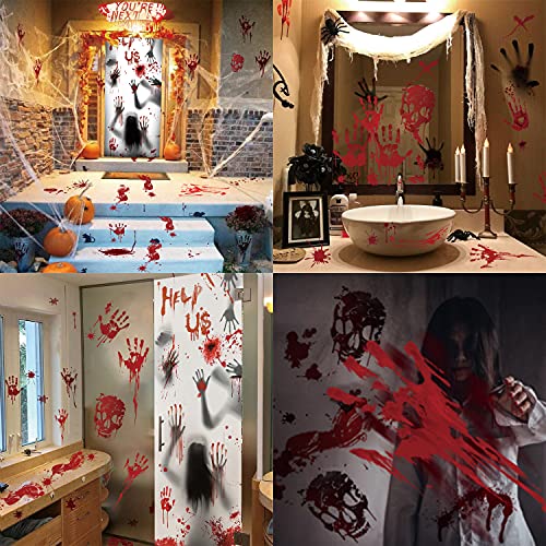 Halloween decoratie, bloedige handafdruk, voetafdruk, bloedige raam-/muurstickers, enorme deurafdekking, raamposter… - Image 7