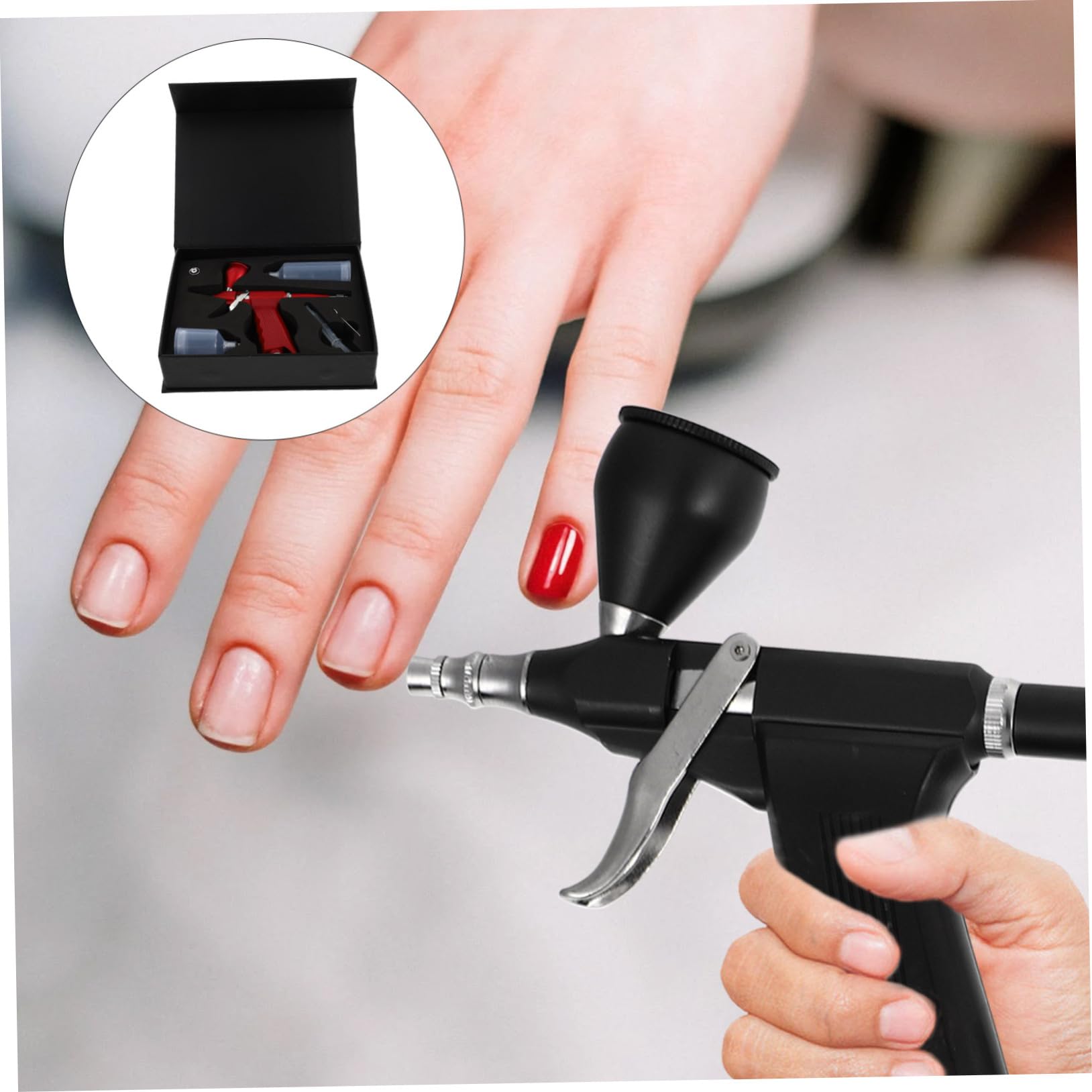 SOLUSTRE Kit Aerografo Portatile per Nail Art e Pittura su Modelli – Penna Spray Coppetta Staccabile, Pressione Stabile, per Decorazione Torte e Disegni Corpo
