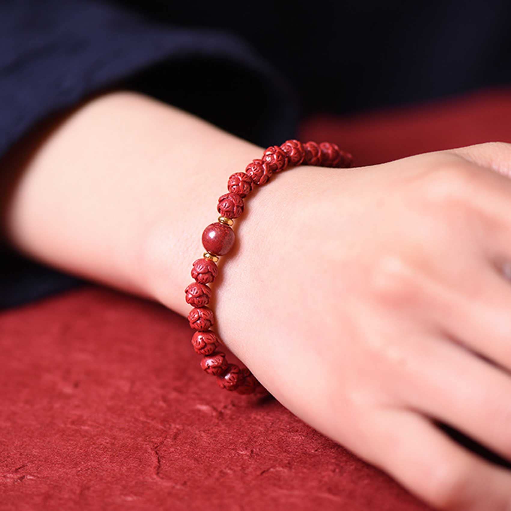 Braccialetti con Perline, Bracciale ReikiCrystal con Perline di Loto Meditazione(Six Words Mantra Bead 8mm)