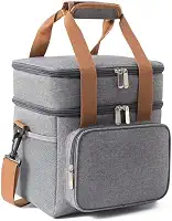 Bolsa Térmica Grande Espaçosa Dois Compartimentos Lancheira Para Marmita, Passeio, Escola, Faculdade, Trabalho Bolsa Para Marmita, PREMIUM (Cinza)