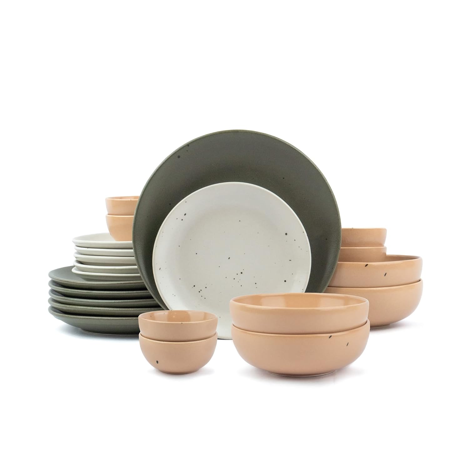 Shay Ceramic Dinner Set, 22 Pcs, Earth Colours Crockery Set for