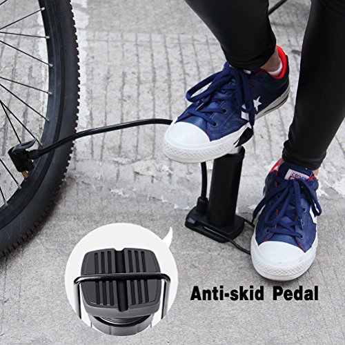 image for Helnm Bike Pump -Mini Bike Floor Pump Foot Activated Bicycle Pump Port