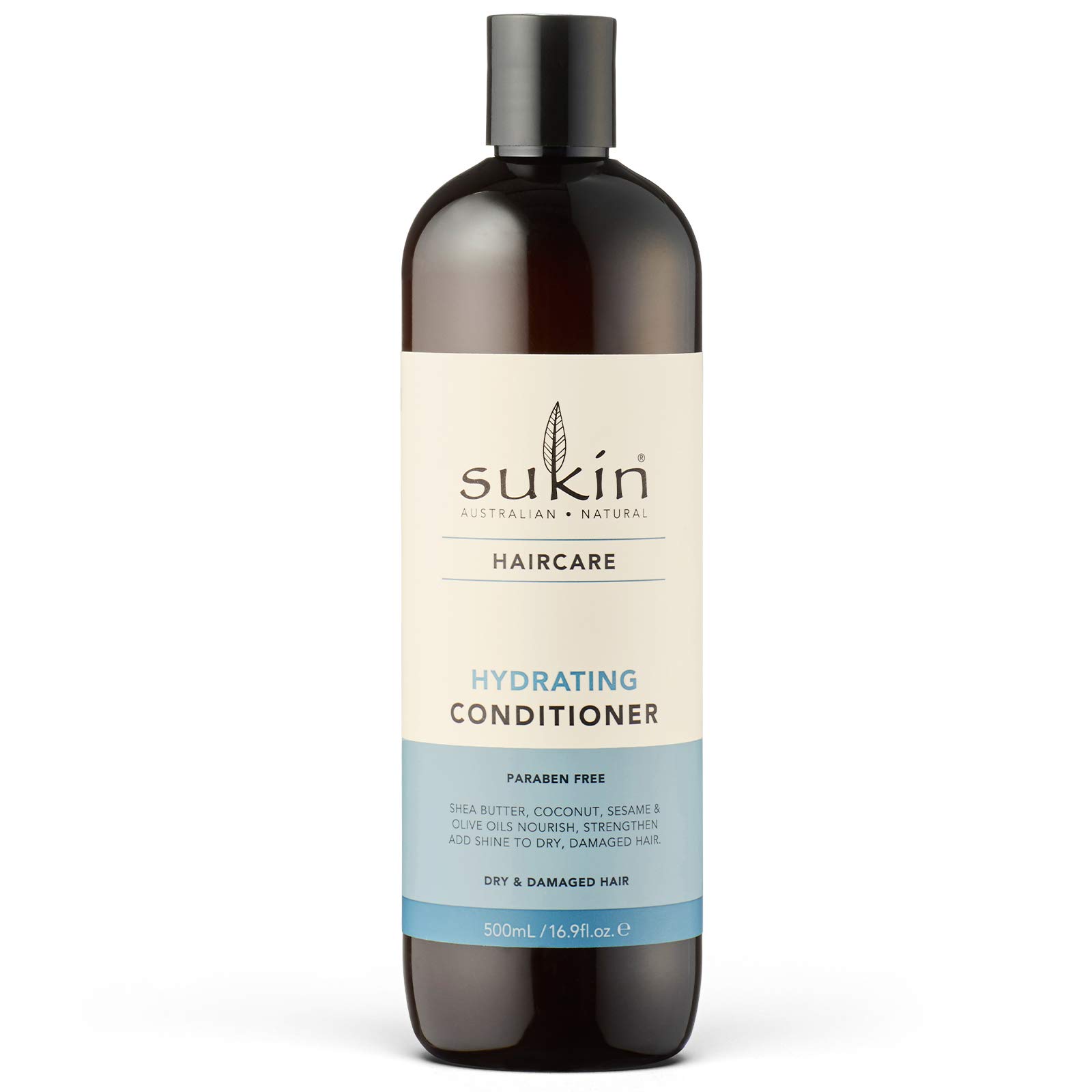 Sukin Hydrating Conditioner 500ml - strengthens and repairs dry and damaged hair, adds shine and tames frizz - with Coconut Oil & Shea Butter; cruelty free & vegan friendly.