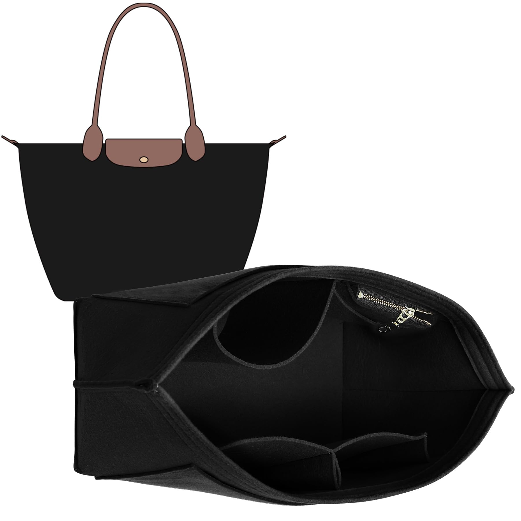 Longchamp Organizer Insert Compatible with Le pliage Large Medium Small Mini and More