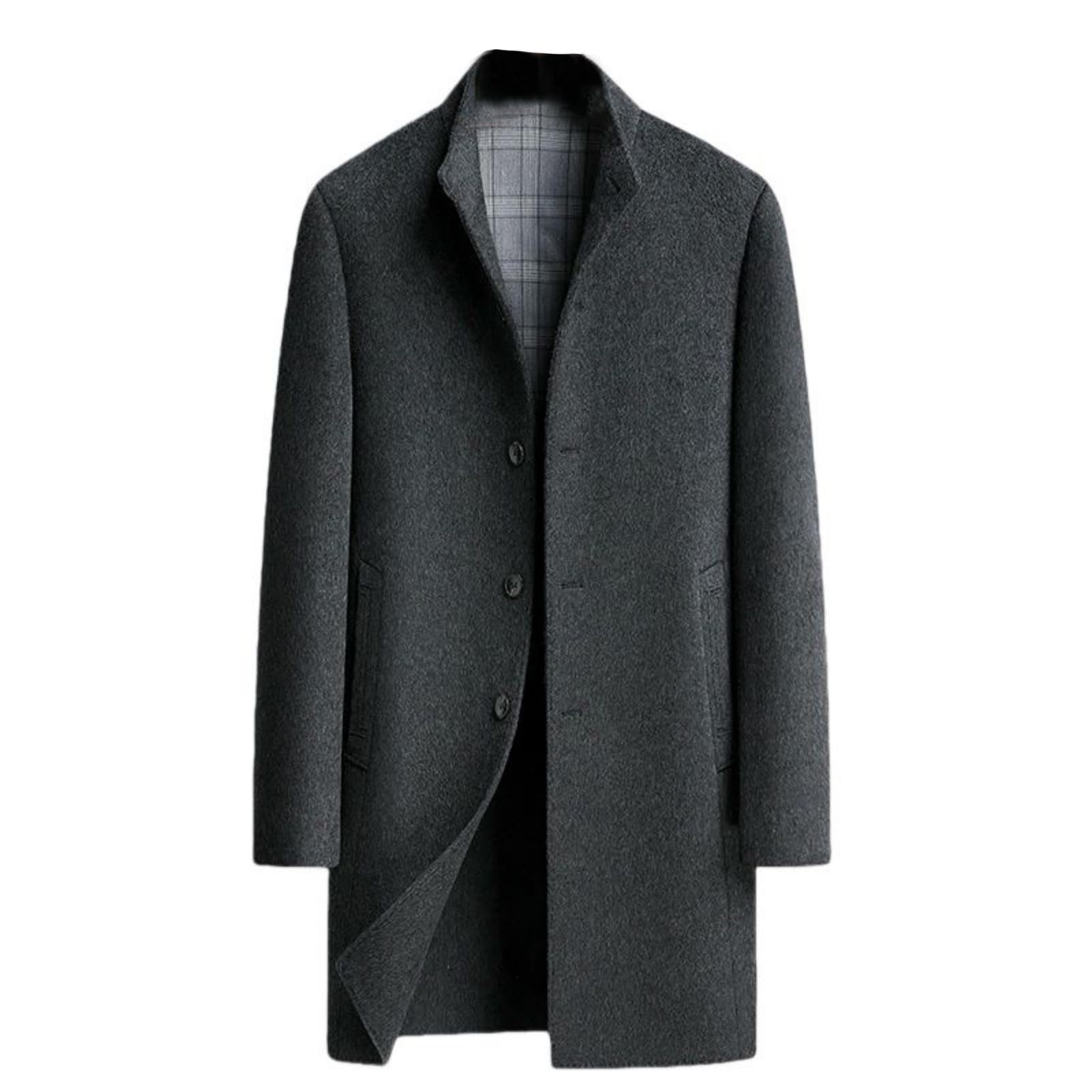 Abrigo largo de lana hombre invierno chaquetón elegante cachemira doble cara 8