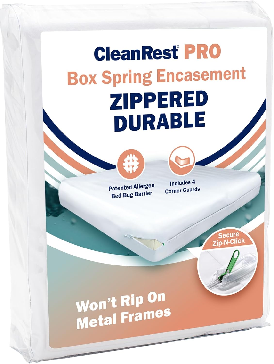 CleanRest PRO Box Spring Encasement - Ultimate Defense Against Allergens, Dust Mites, and More - Water Resistant, MicronOne Allergen Barrier, Zip-N-Click (Queen) - Image 1 of 6