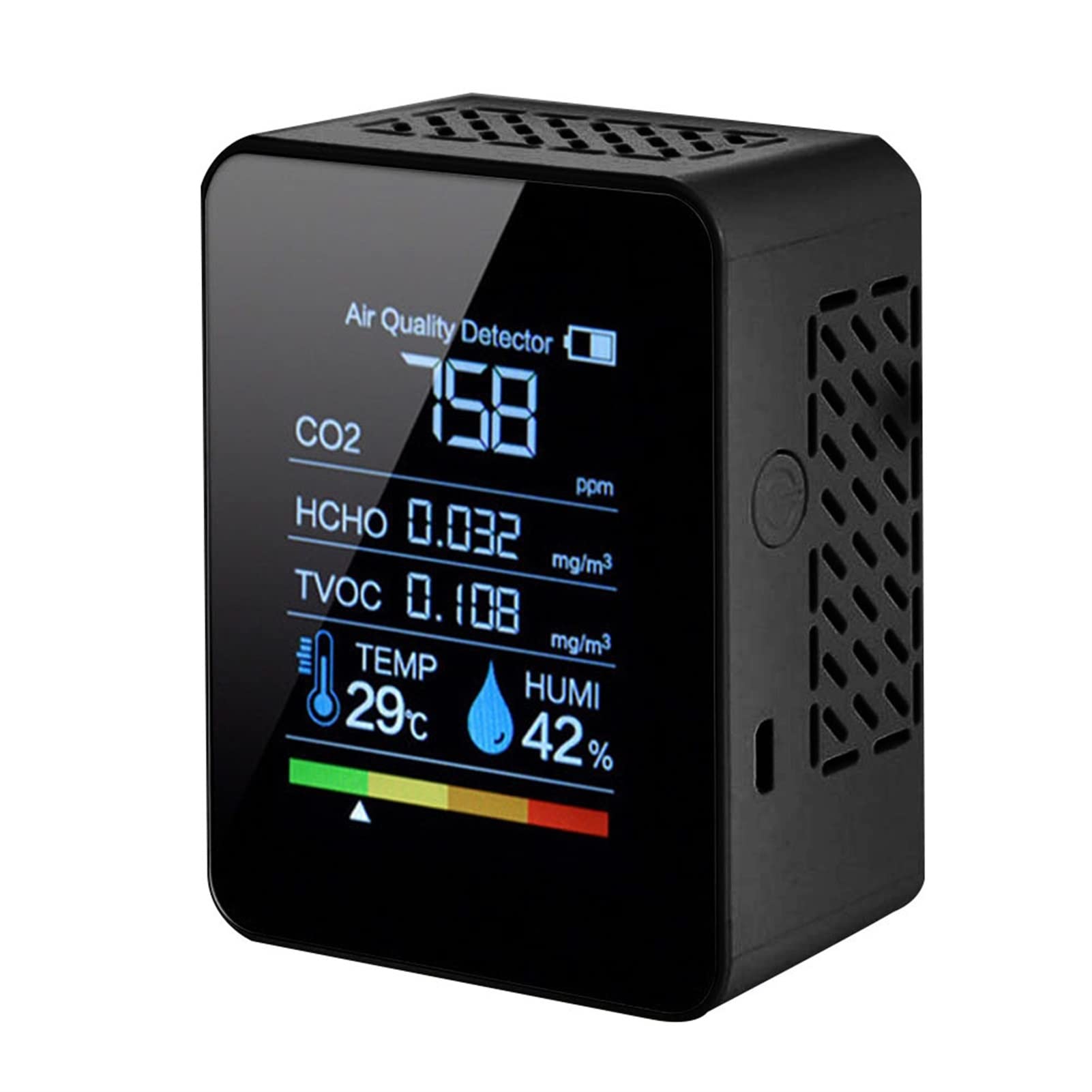 Tester ObciążEnia Akumulatora, 6w1 / 5w1 CO2 Tester Miernik dwutlenku węgla Jakość powietrza Jakość powietrza Detector monitor z akumulatorem co2 Detector,Szerszy Zakres Testowania(Black 5in1)