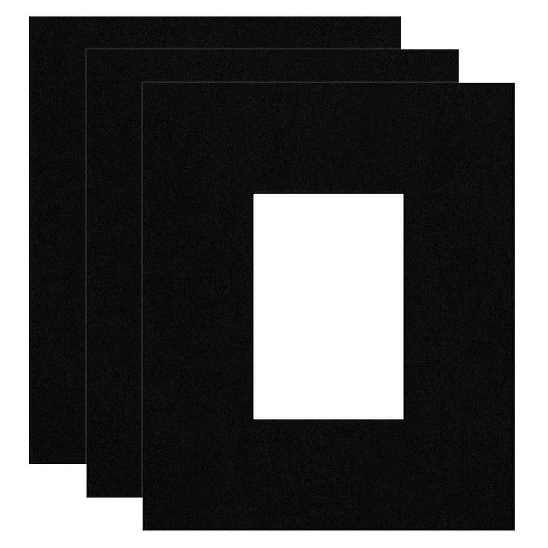 Procut Global 12x10" Black Picture Mounts Board to Fit 6x4" Aperture Size - Photo Mount Card Ideal for Prints, Artwork, Crafts & Certificates - Sizes & Colors Available - Pack of 3
