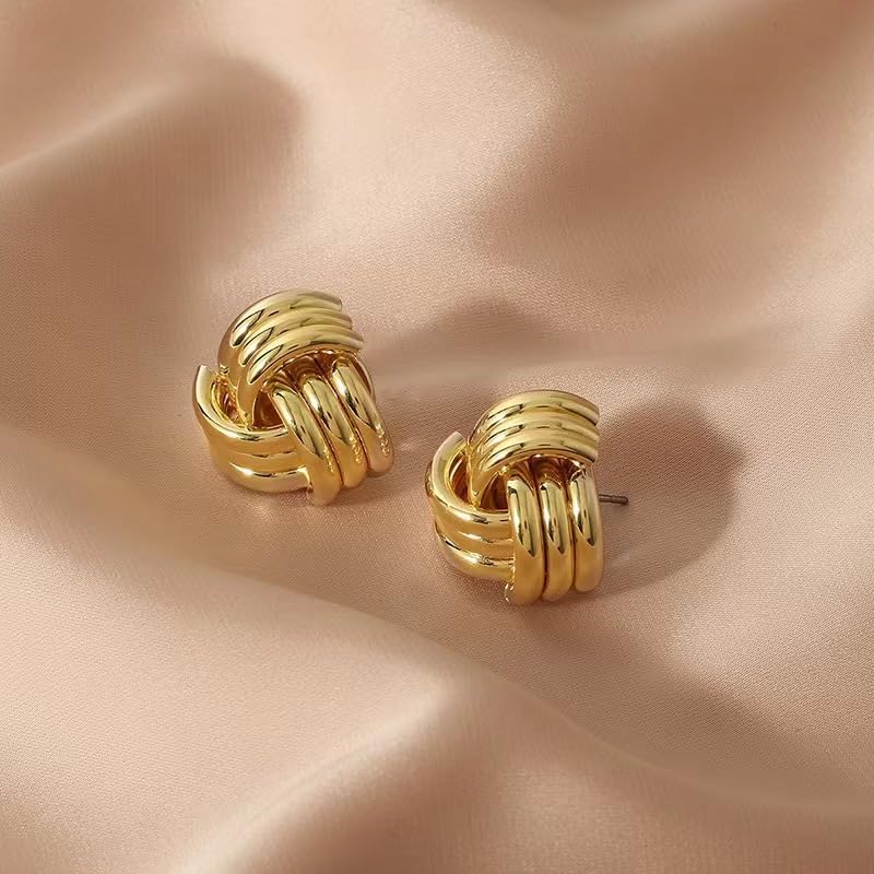 Gold Chunky Earrings for Women Gold Geometric Drop Dangle Earringsgold Knot Statement Geometric Dangle Earrings for Women Girls Long Link Dangle Earrings Trendy Jewelry Gift - Image 7