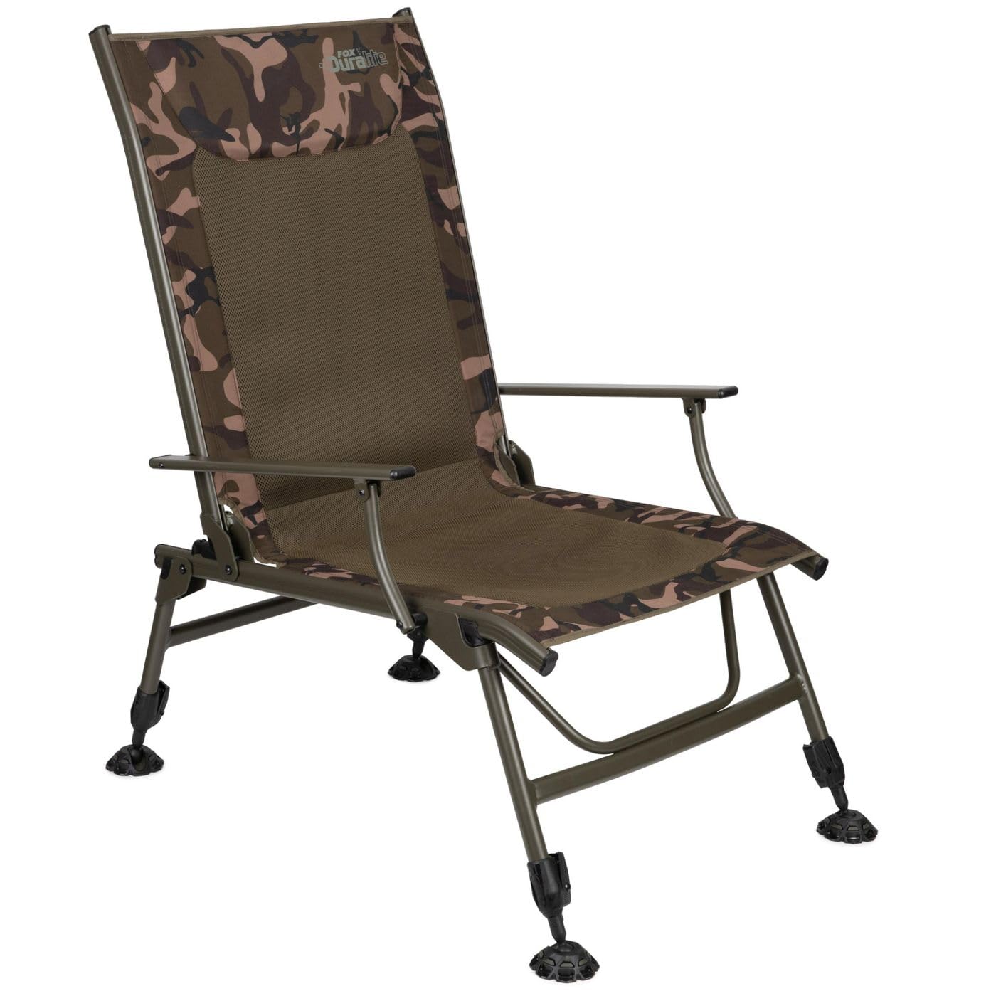 Fox Duralite Camo Khaki Fishing Recliner Arm Chair XL CBC122