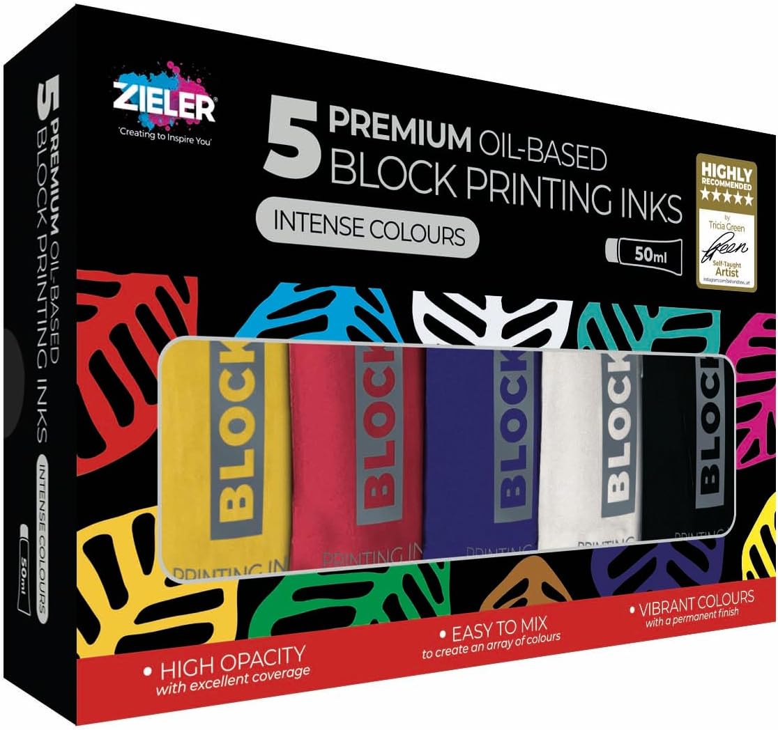 Zieler® 5 Premium OilBased Block Printing Inks (50ml) Intense