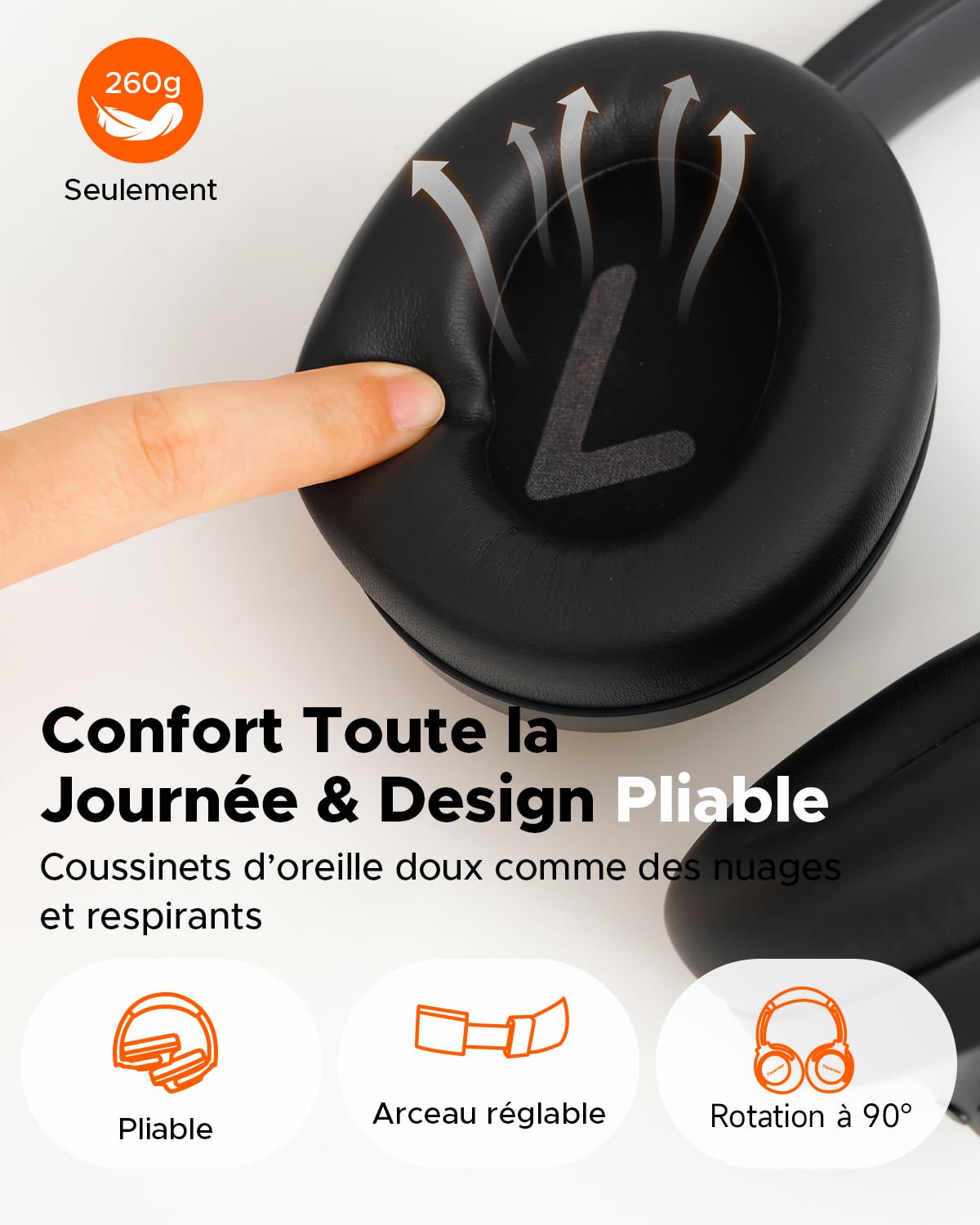 truefree HF-10 Casque Bluetooth Over-Ear Wireless Headphones