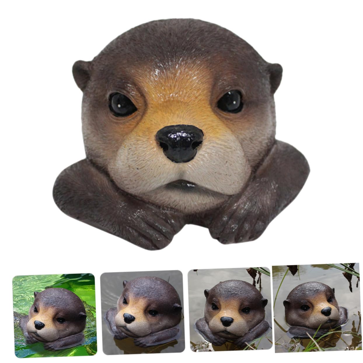jojofuny 2 Stück Realistische Schwimmende Otterkopf skulptur aus Langlebigem Harz Natürliche Bewegung Wetterfeste Gartendeko für Teich Pool Außenbereich für Gartenliebhaber