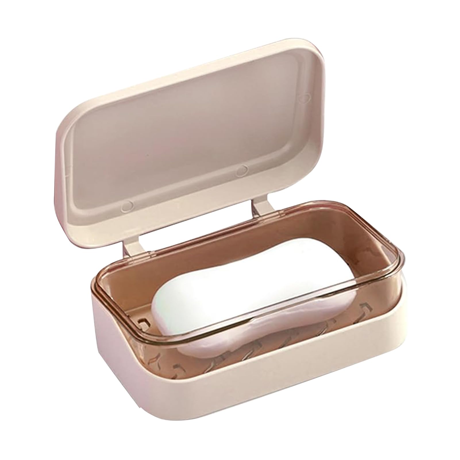 1Pc Soap Box, 2 Layers Rectangular Soap Dish Container with Removable Drainer and Lid, Travel Leakproof Soap Case Container Holder Soap Dish for Shower Travel Hiking Bathroom School Gym (Pink)