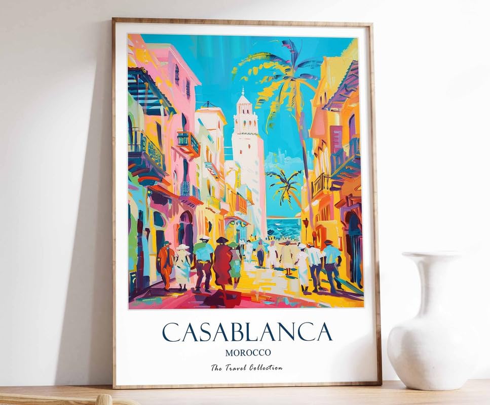Casablanca Travel Poster A0 affiche sur toile décoration murale islamique pour salon