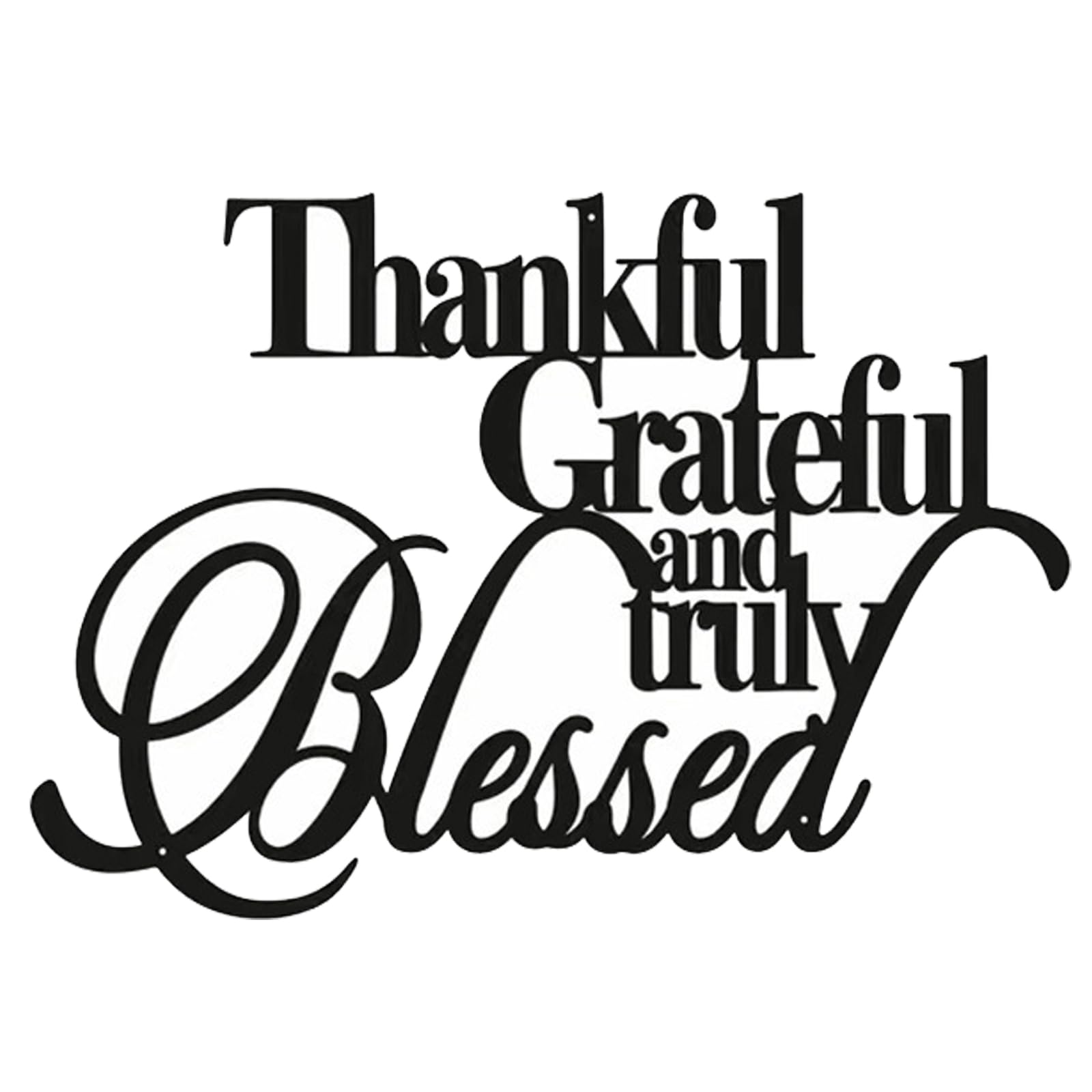 Thankful Sign Metal Wall Art Decor Thankful Grateful Blessed - Black Iron Blessed Signs for Home Decor Entry Way