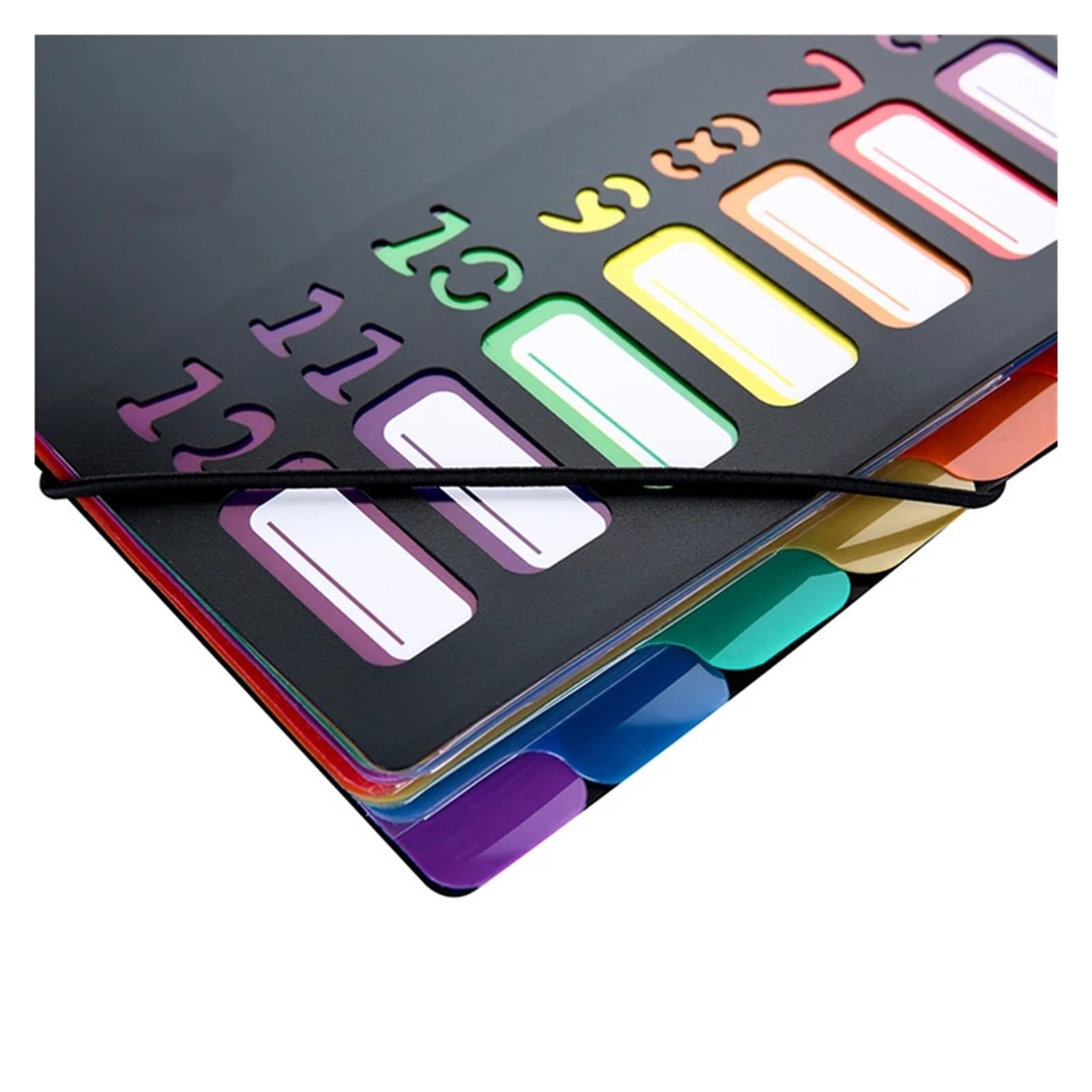 Organizer per documenti con elastico Cartella portadocumenti A4 con cordino Arcobaleno | Indice di classificazione di identificazione con 12 divisori Documento di archiviazione del prodotto( )
