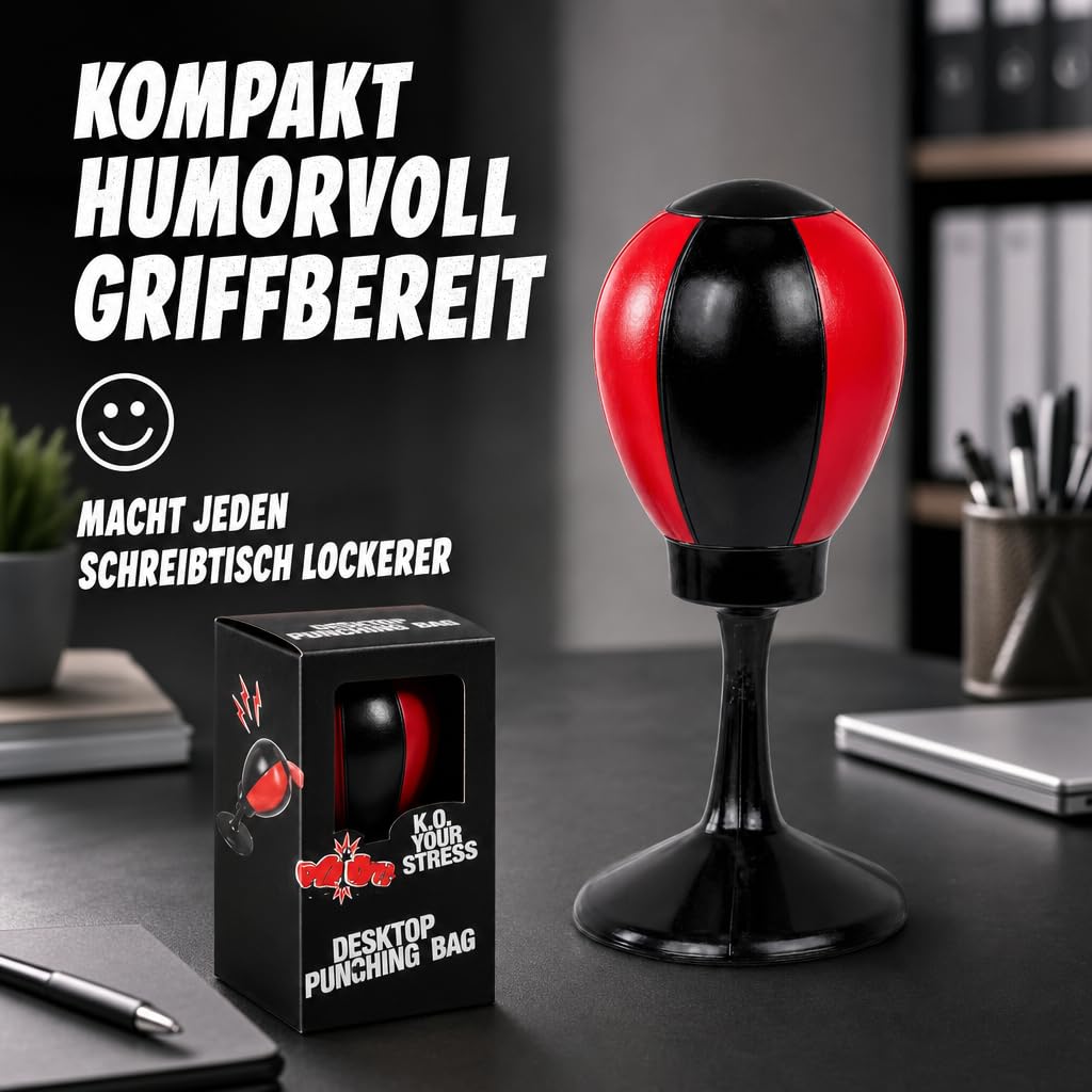 MIJOMA Work Desk Punching Bag 16 cm – Anti-Stress Punching Ball with Suction Cup, Random Color – Fun Stress Relief for Office & Home Office