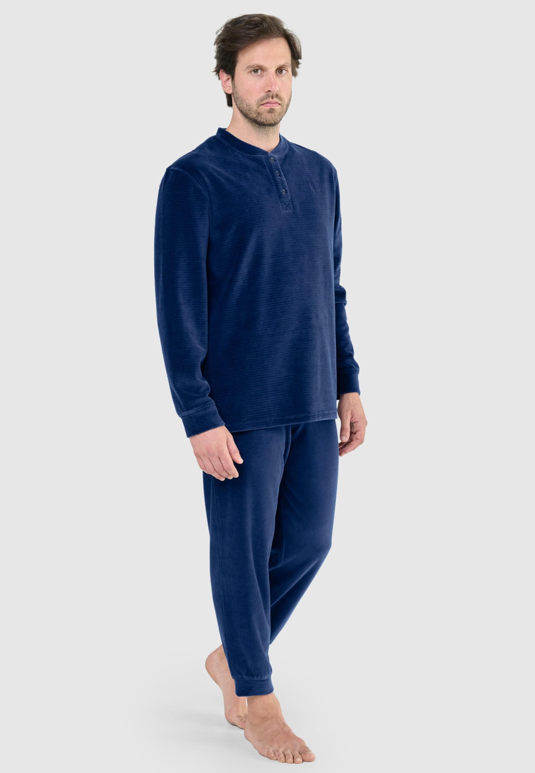 El Búho Nocturno Pijama Hombre Invierno Polar Conjunto Dos Piezas - Franela Algodón o Terciopelo - Manga Larga Abrigado Calentito Bolsillos Cómodo