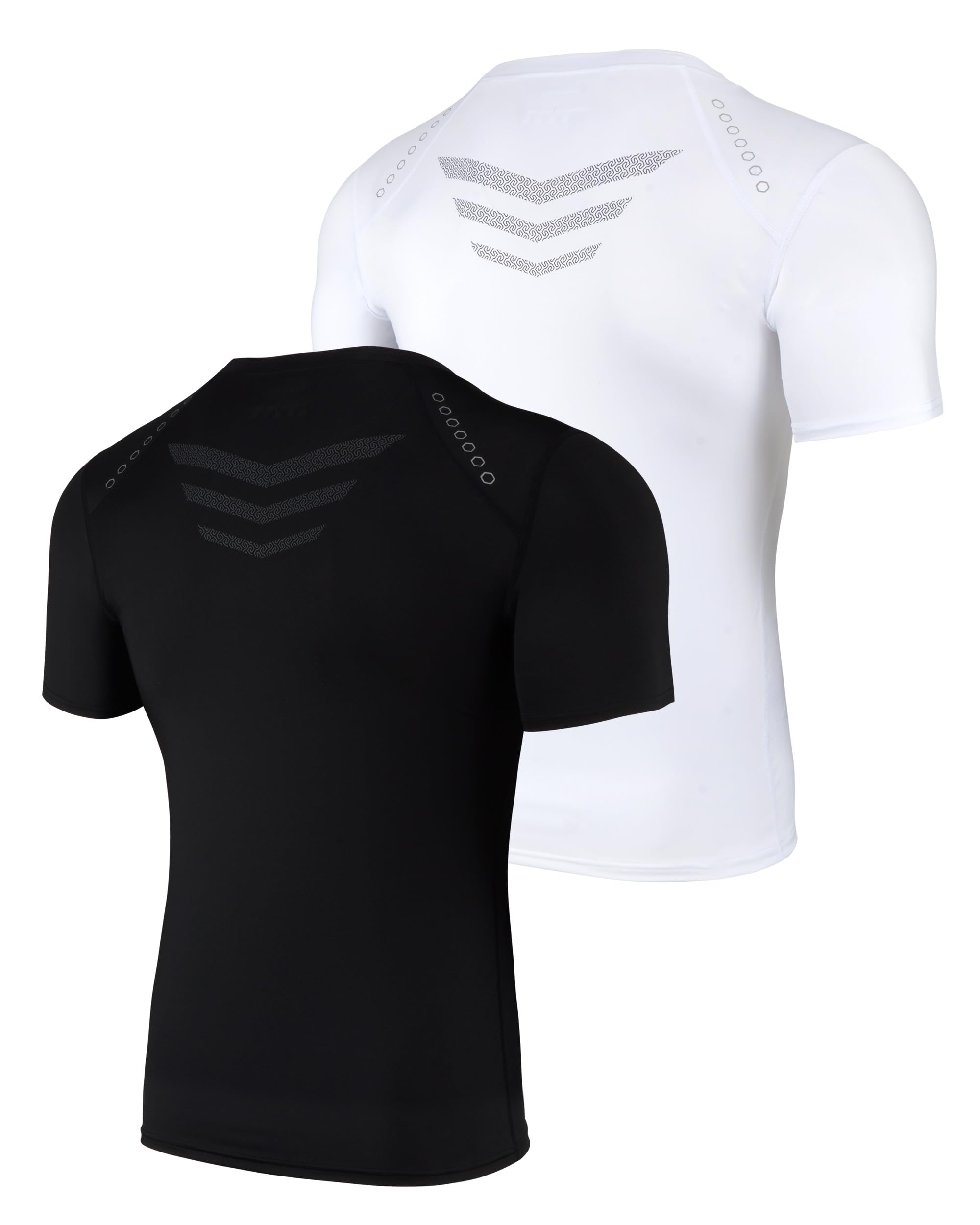 AMZSPORT Maglietta a Compressione Uomo Manica Corta T-Shirt Running Maglia Sportiva da Ciclismo Magliette Palestra Fitness