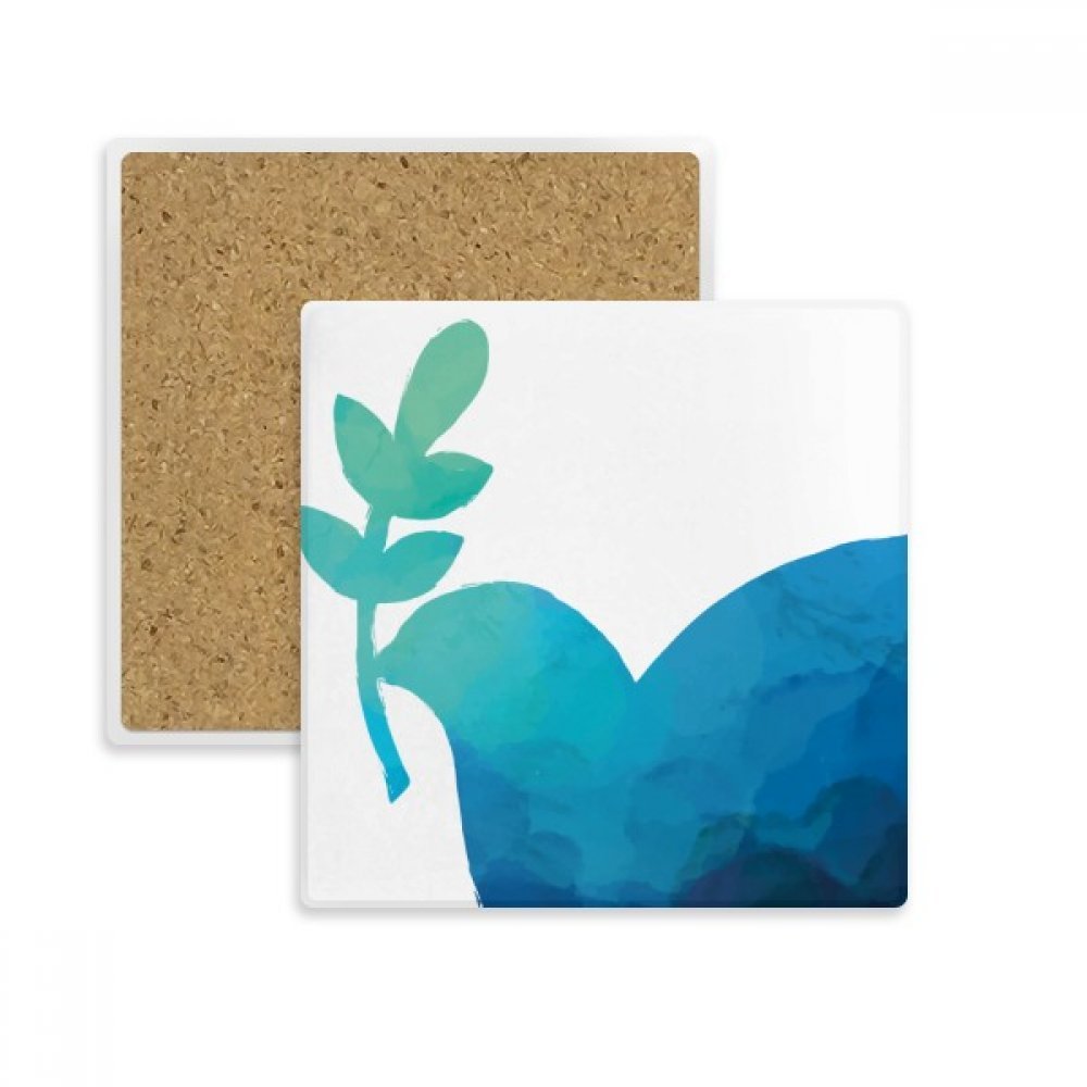 Coaster carré bleu olive branch anti-guerre en pierre absorbante