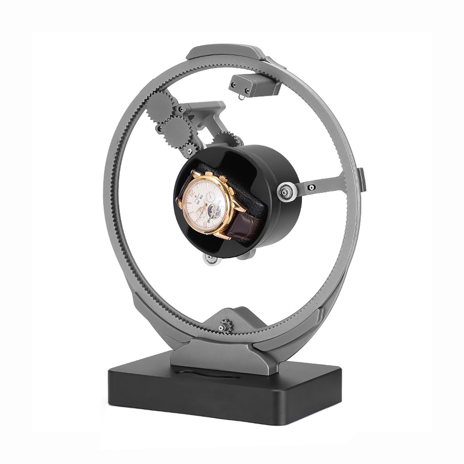 Automatische Uhrenwinder, Vorwärts-und Rückdrehung C | Aluminium Einzeluhren, leiser Motor, Timing-Funktion, Umgebungsbeleuchtung, für Zuhause/Studios/Cafés/Hotels