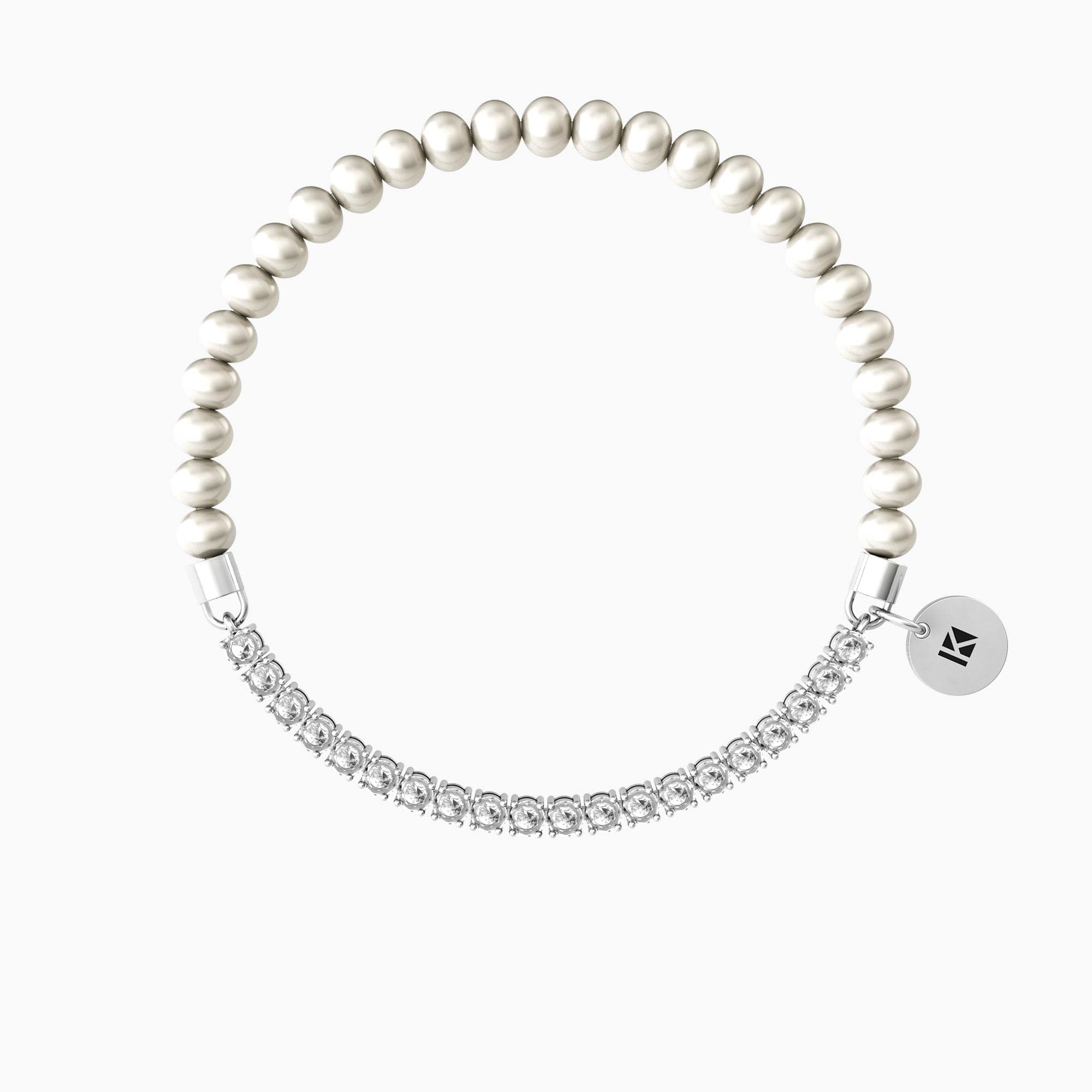 KIDULT - Bracciale Donna - Bracciale elastico tennis e perle - 732341