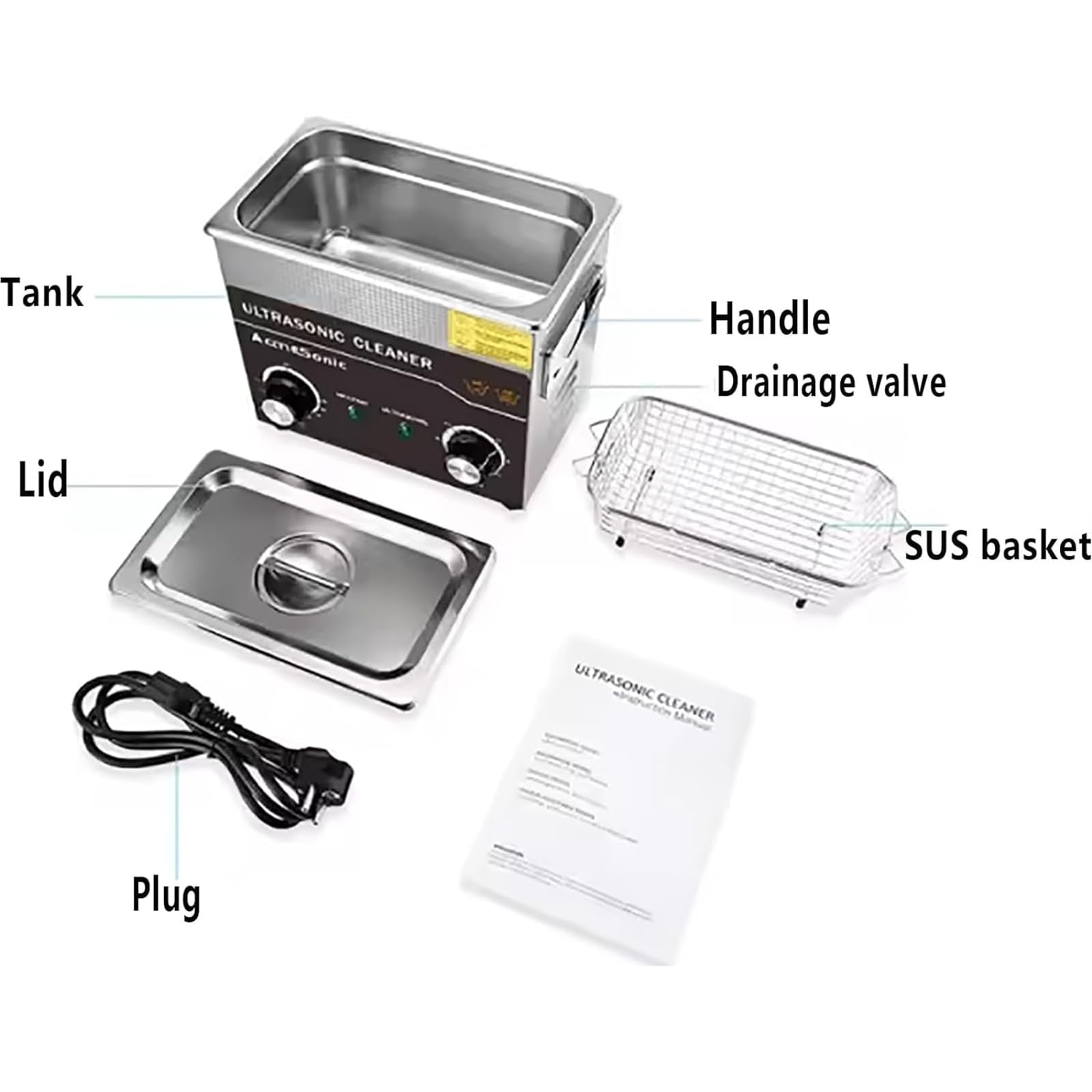 Máquina de Limpieza ultrasónica con Temporizador y Calentador para la Limpieza Profunda de Joyas, Herramientas de Laboratorio y Piezas de automóviles.