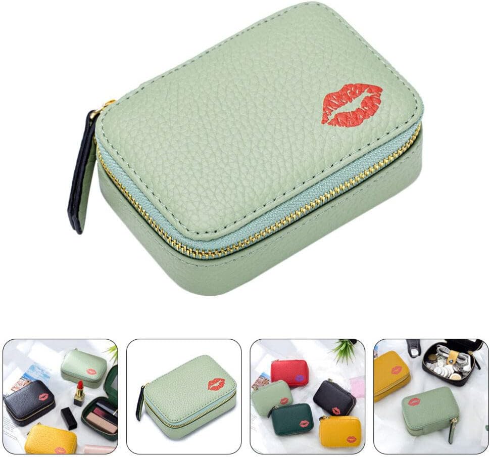 Kichvoe Portable Lipstick Makeup Bag Small Pu Leather Cosmetic Pouch with Mirror for Travel Daily Use Organizer for Lipstick Cards Jewelry - Image 9
