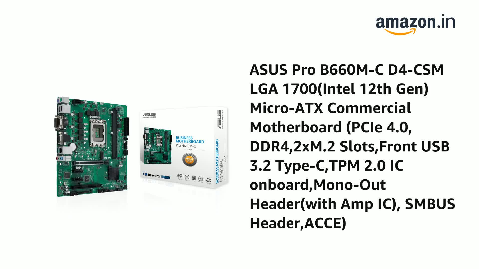 Amazon.in: Buy ASUS Pro B660M-C D4-CSM LGA 1700(Intel 12th